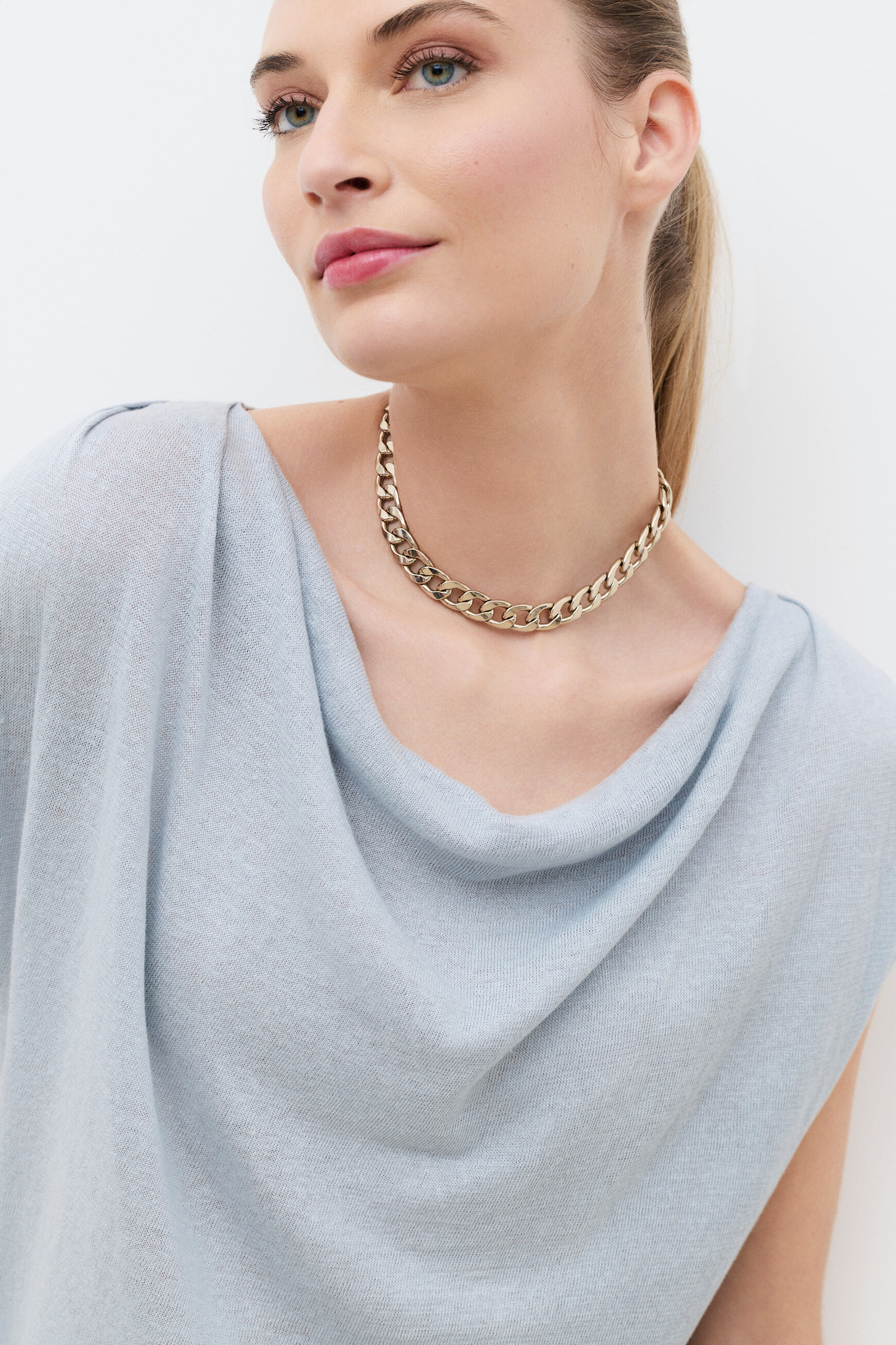 Sweater Mvera 100% linen pastel blue woman