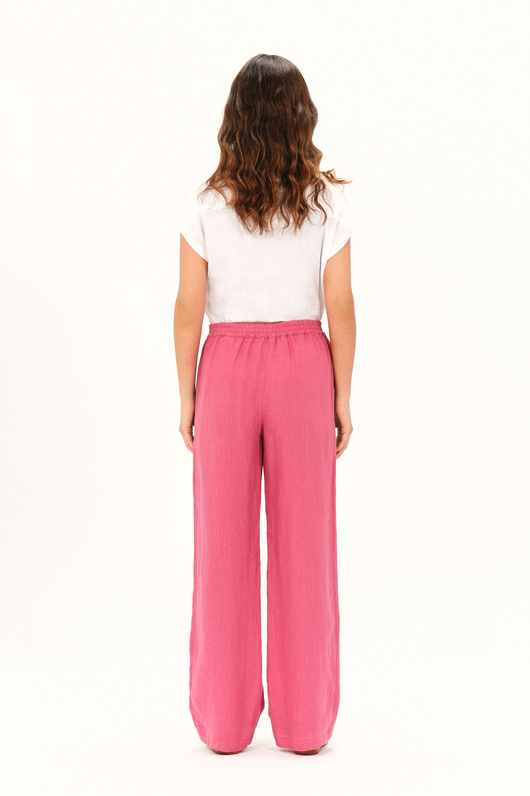 pantalon pigment 100 lin rouge fonce femme Pantalon pigment 100% lin rouge foncé femme