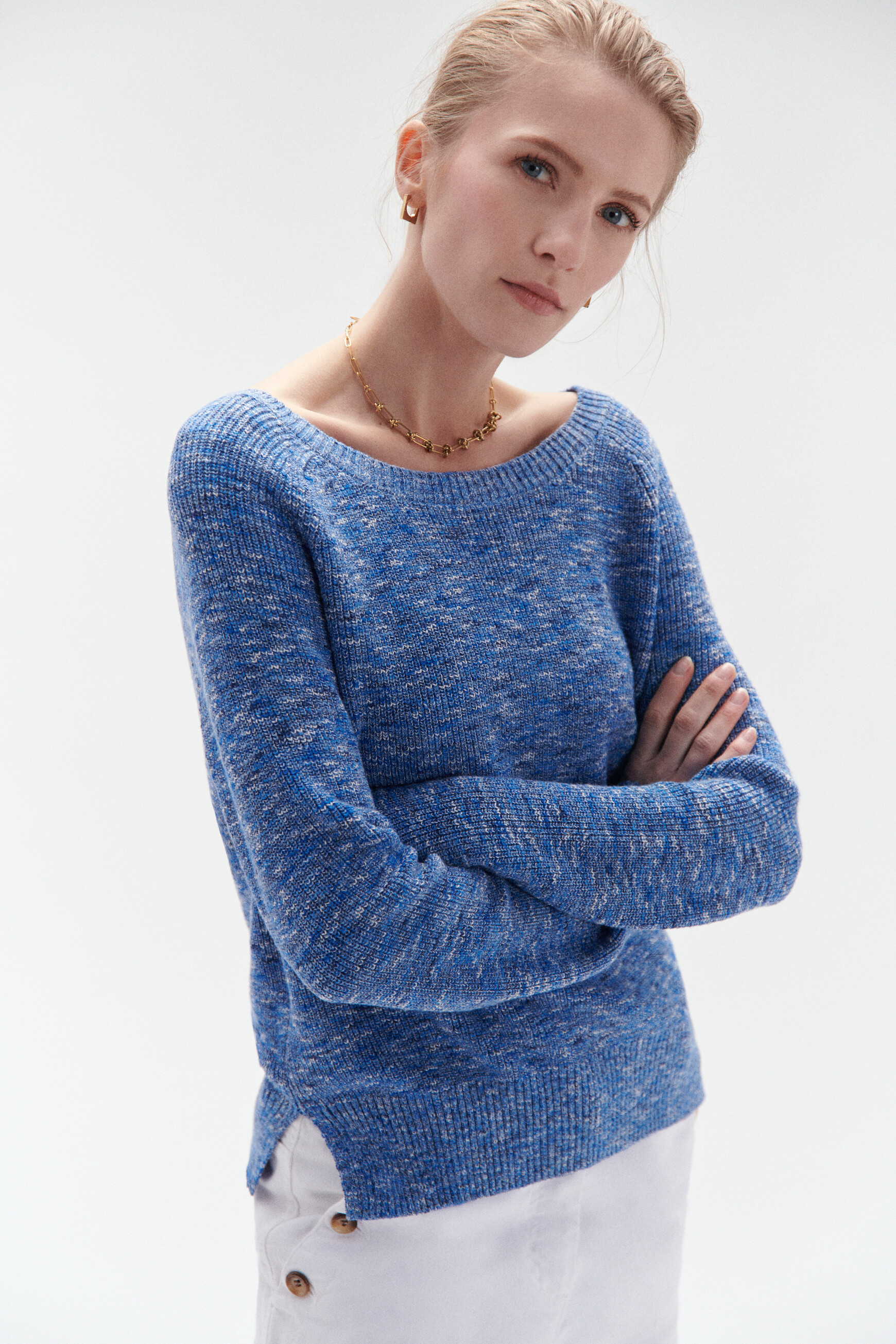 pull lise bleu electrique femme