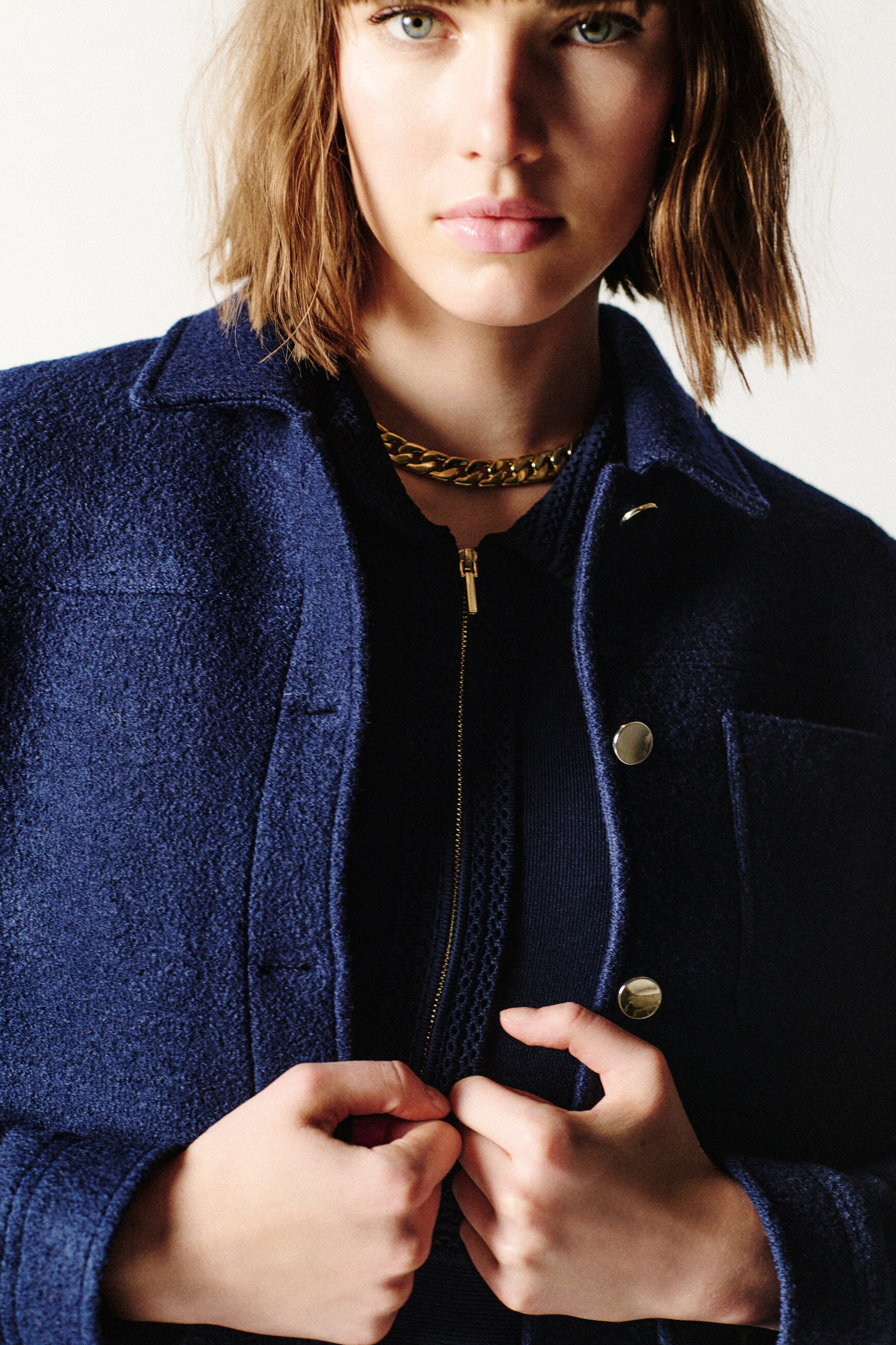 Veste Vminatalaine 100% laine bleu marine femme