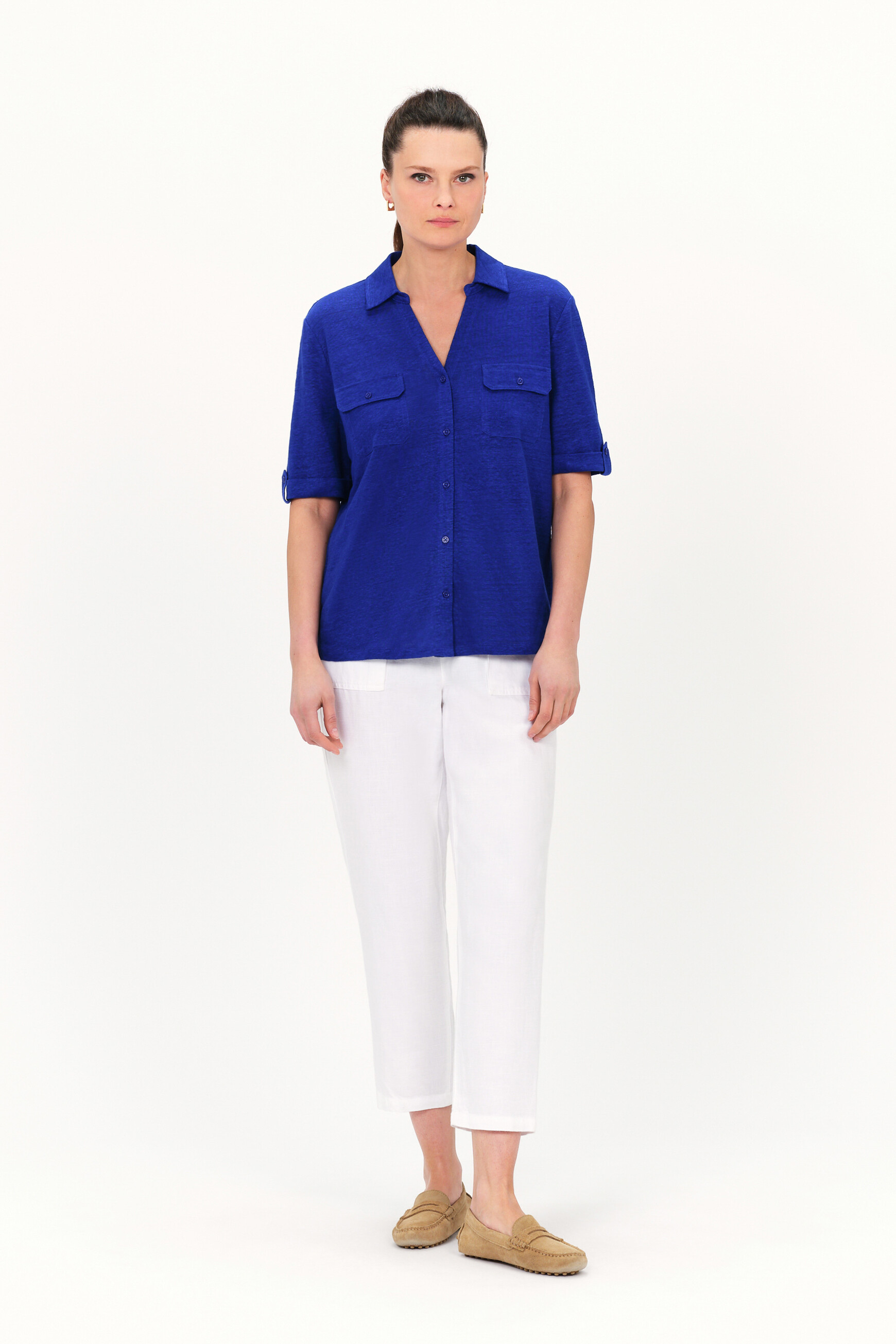 camicia estela 100 lino turchese donna Camicia Estela 100% lino turchese donna