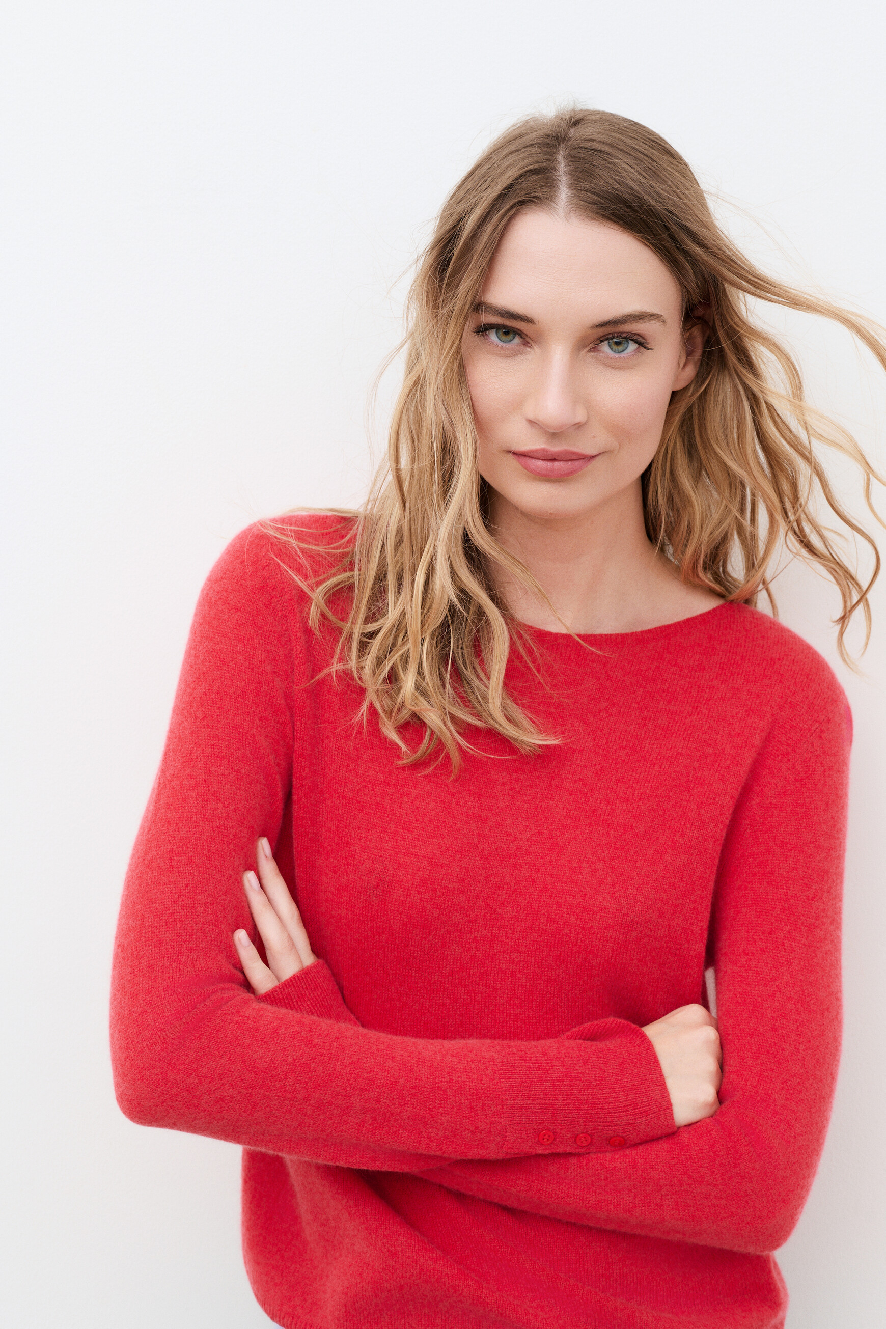 Mzoan 100% cashmere sweater coral red woman