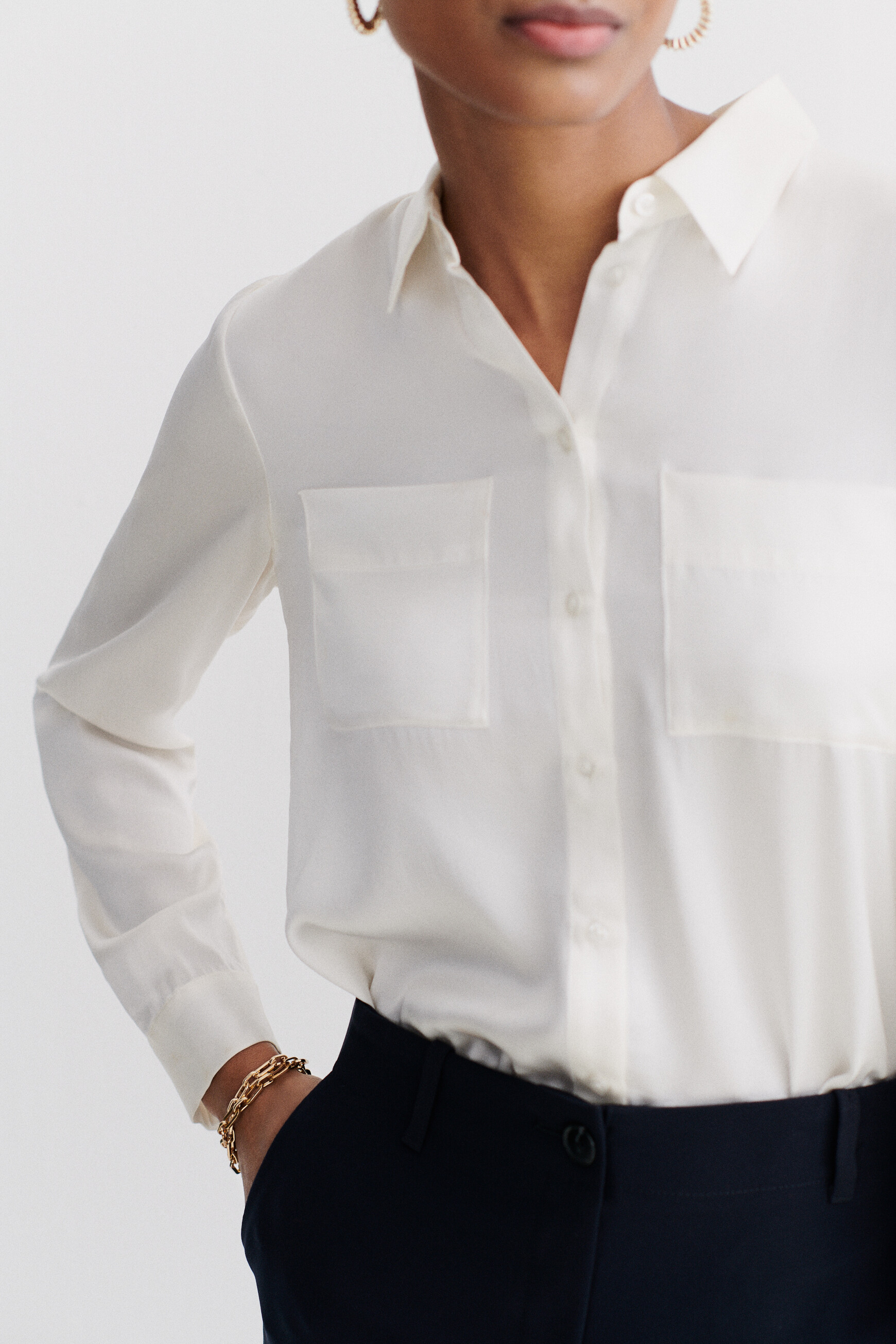 chemise jeanne b en soie ivoire femme