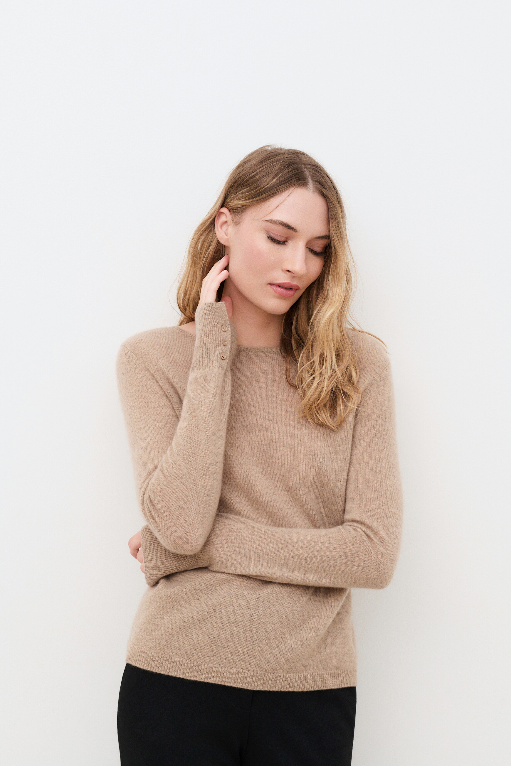 Mzoan sweater 100% cashmere light brown woman