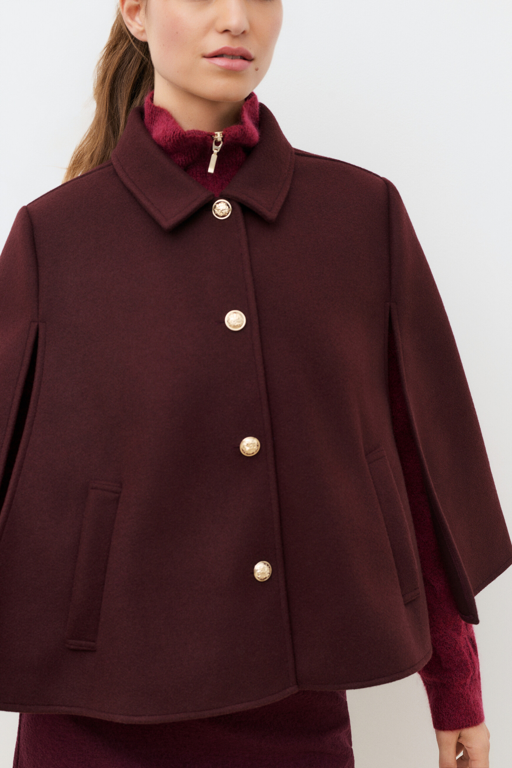 Hacap poncho burgundy woman