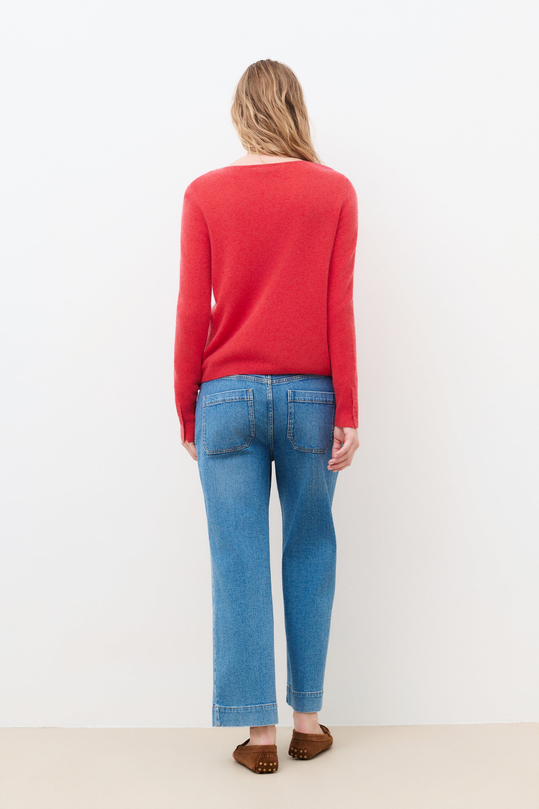 Mzoan 100% cashmere sweater coral red woman