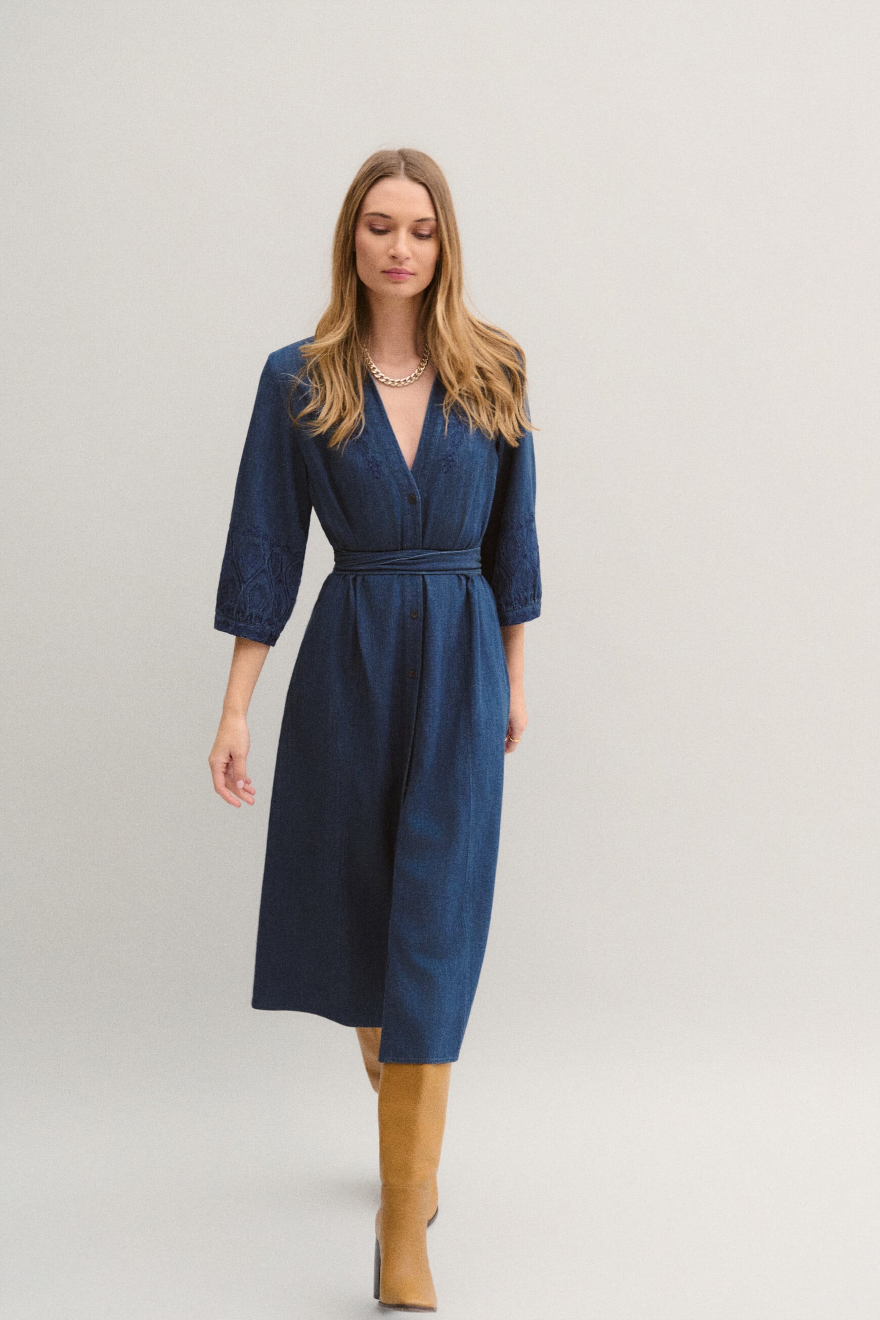 Rolane dress stone denim woman