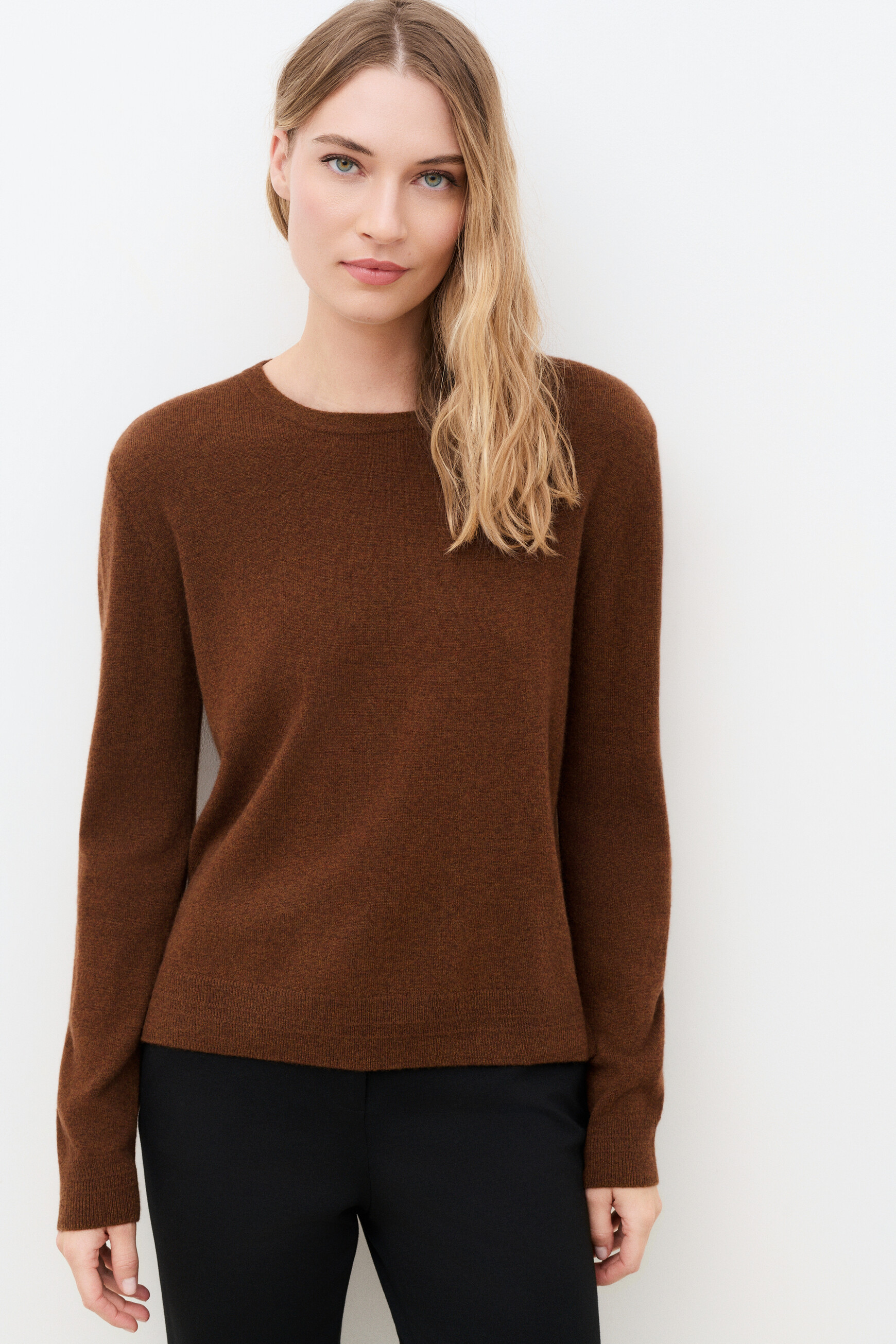 Mjanice sweater 100% cashmere cognac brown woman