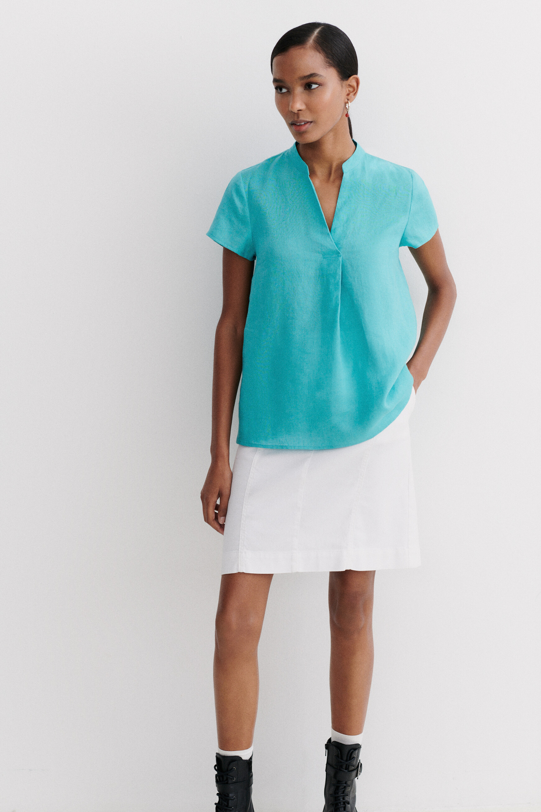 blouse kat 100 lin vert emeraude femme blouse kat 100% lin vert emeraude femme