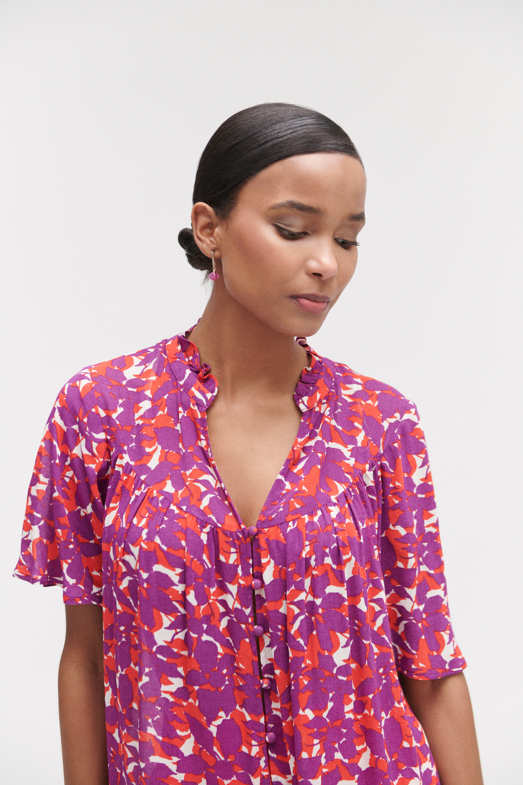 gemusterte bluse tokyo rot damen Gemusterte Bluse Tokyo rot damen