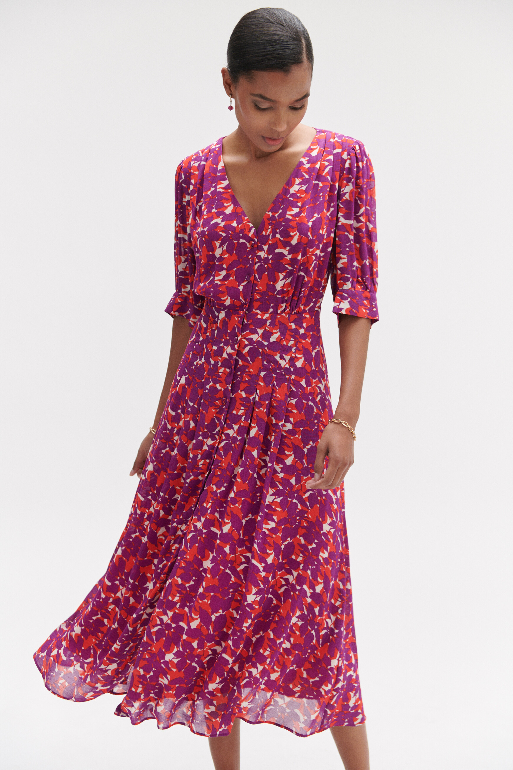 robe victoria en crepe de viscose rouge femme Robe victoria en crêpe de viscose rouge femme