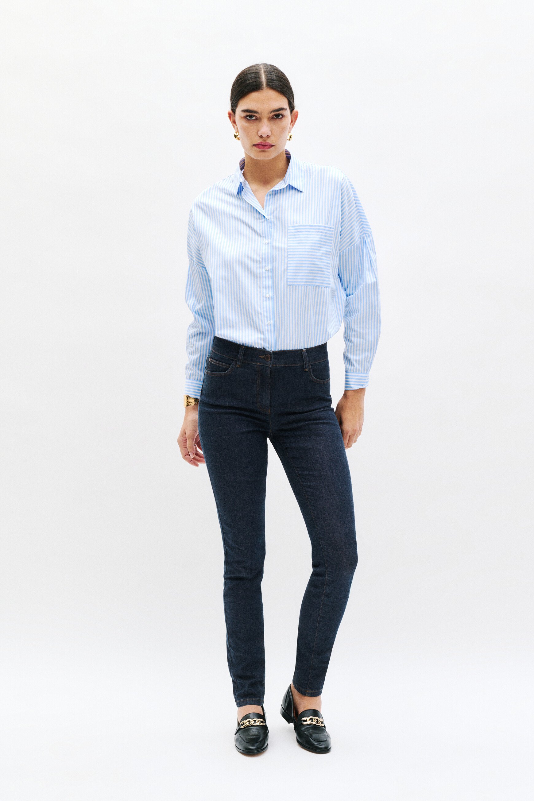 Tom slim fit pants heavy stone wash denim woman