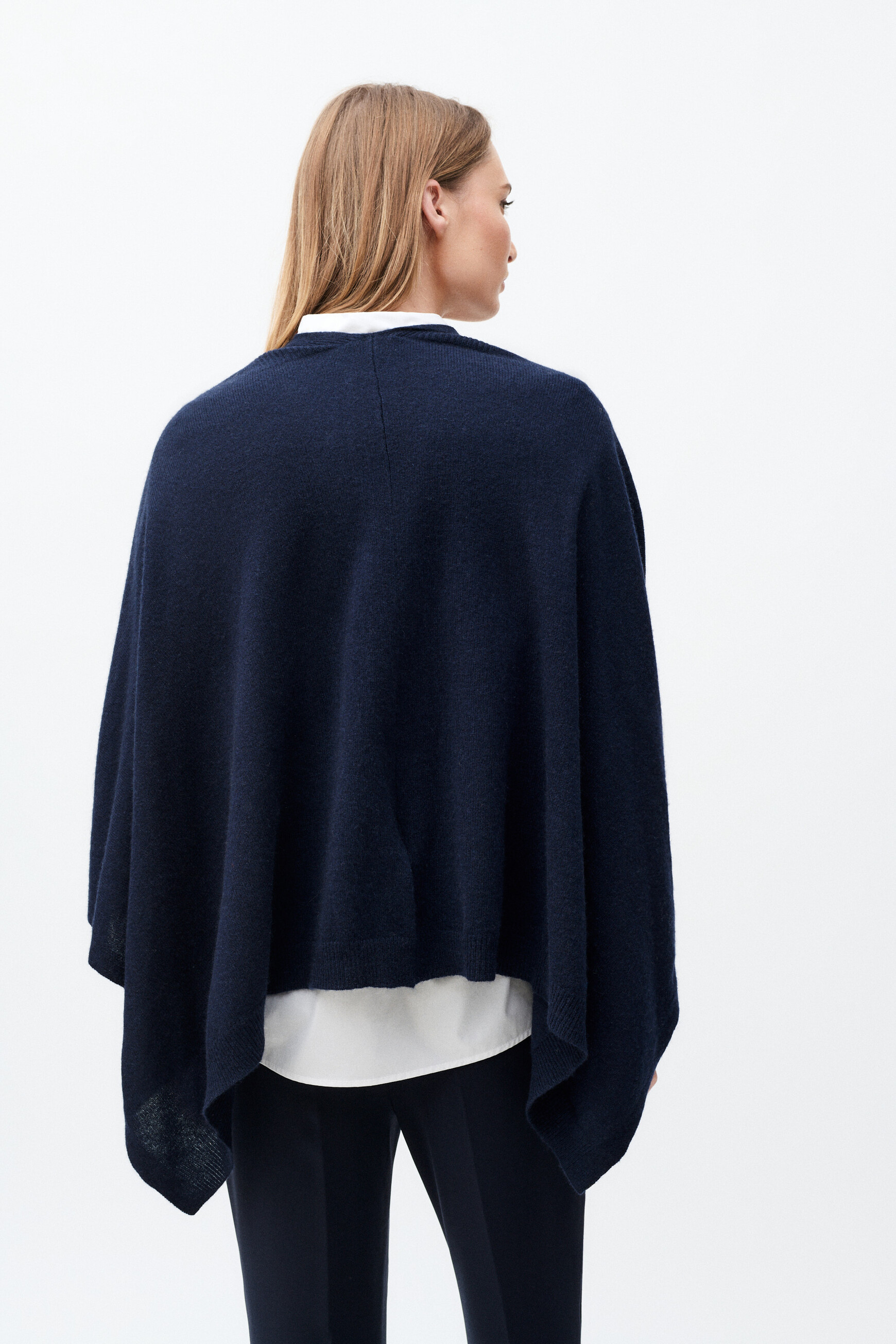 Hera 100% cashmere poncho navy blue woman