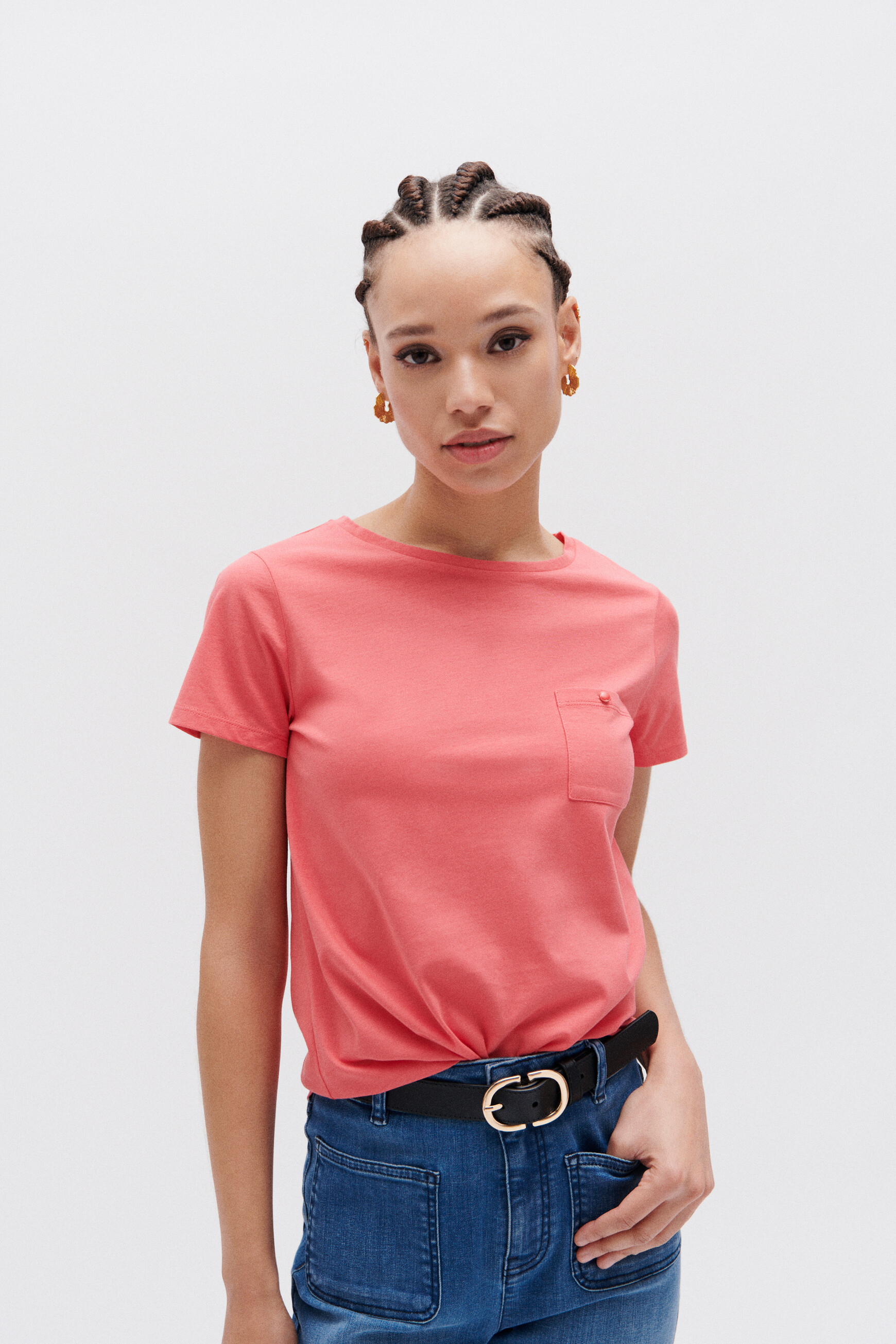 t shirt ninon rose corail femme t-shirt ninon rose corail femme