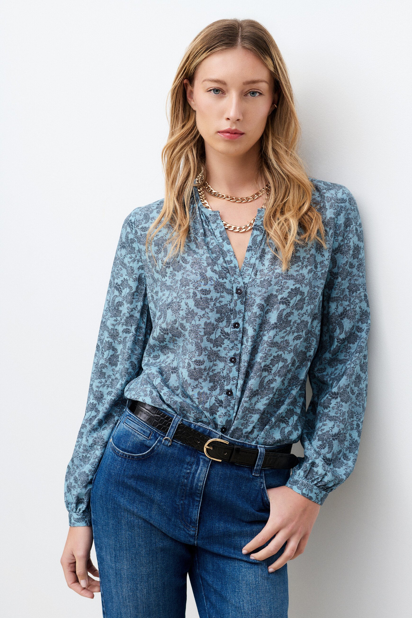 Chemise Colomby bleu gris femme