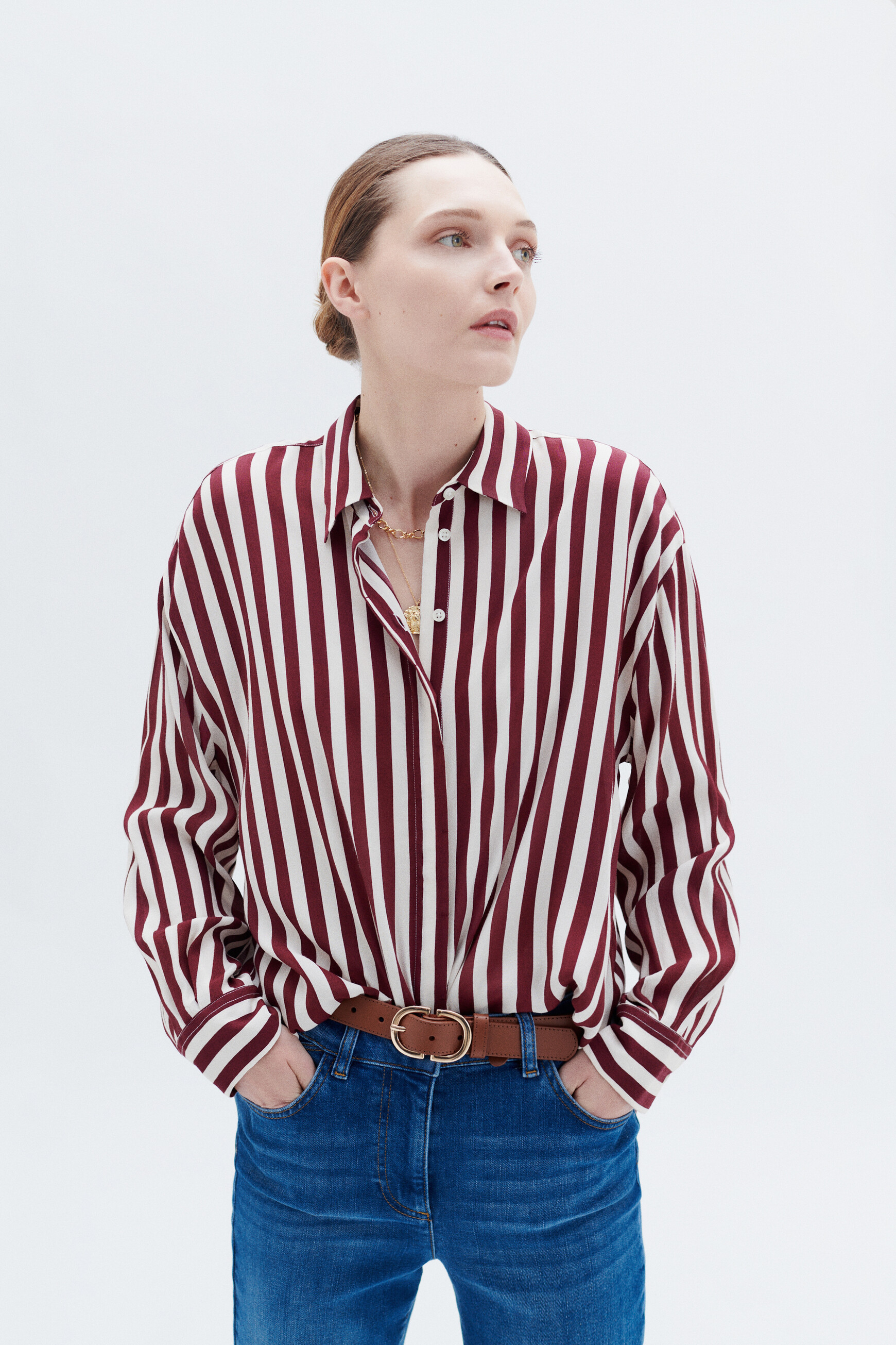 Chemise caby bordeaux femme