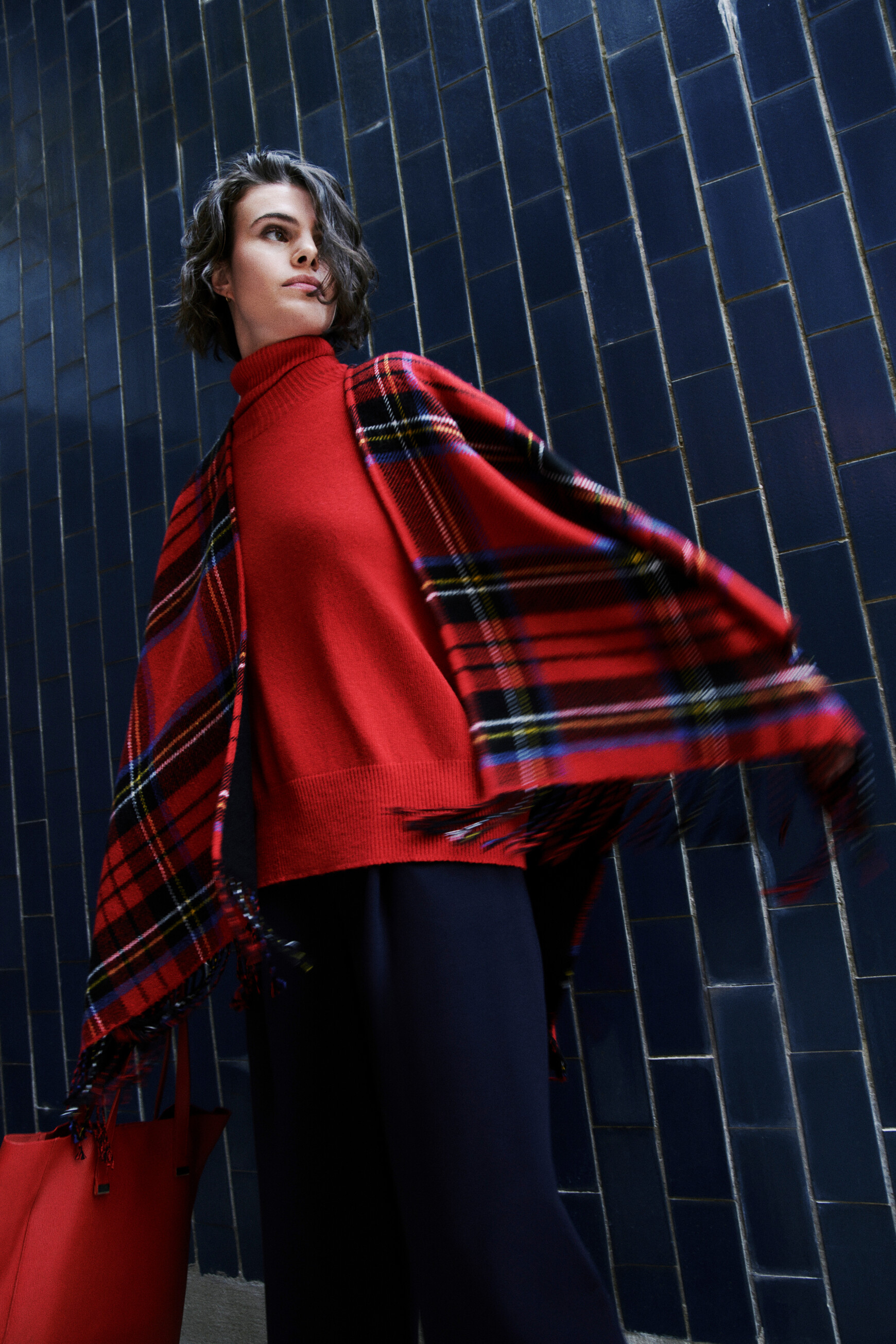 Poncho hadict rouge femme