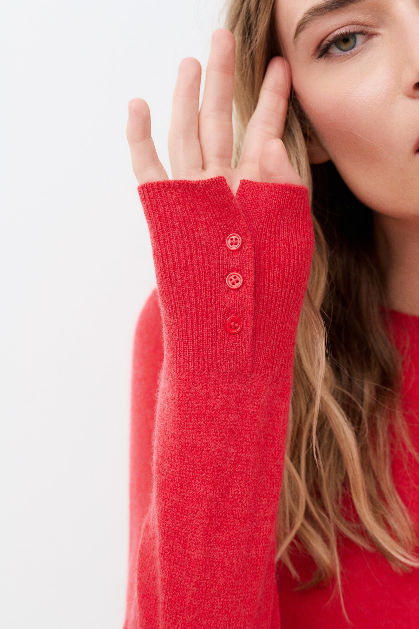 Mzoan 100% cashmere sweater coral red woman