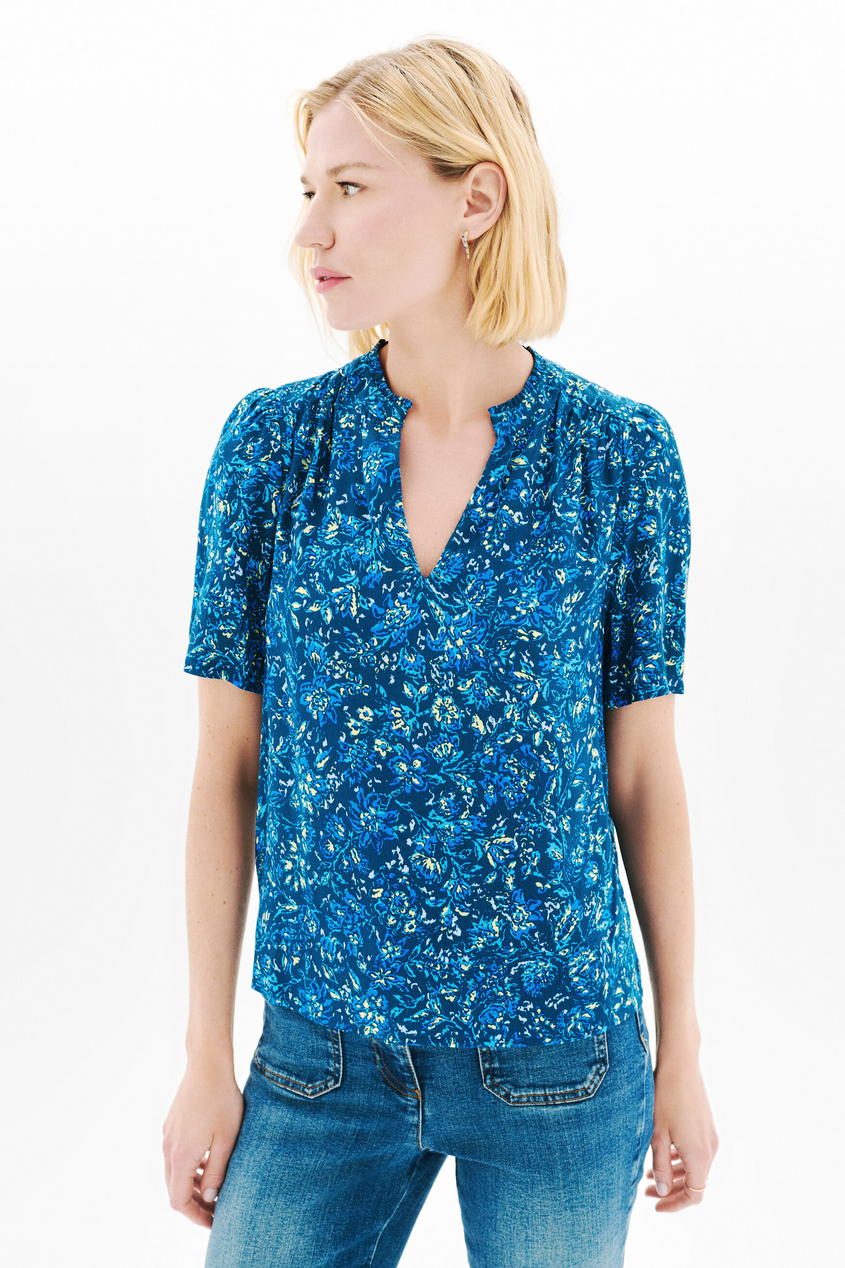 Chimen blouse navy blue woman