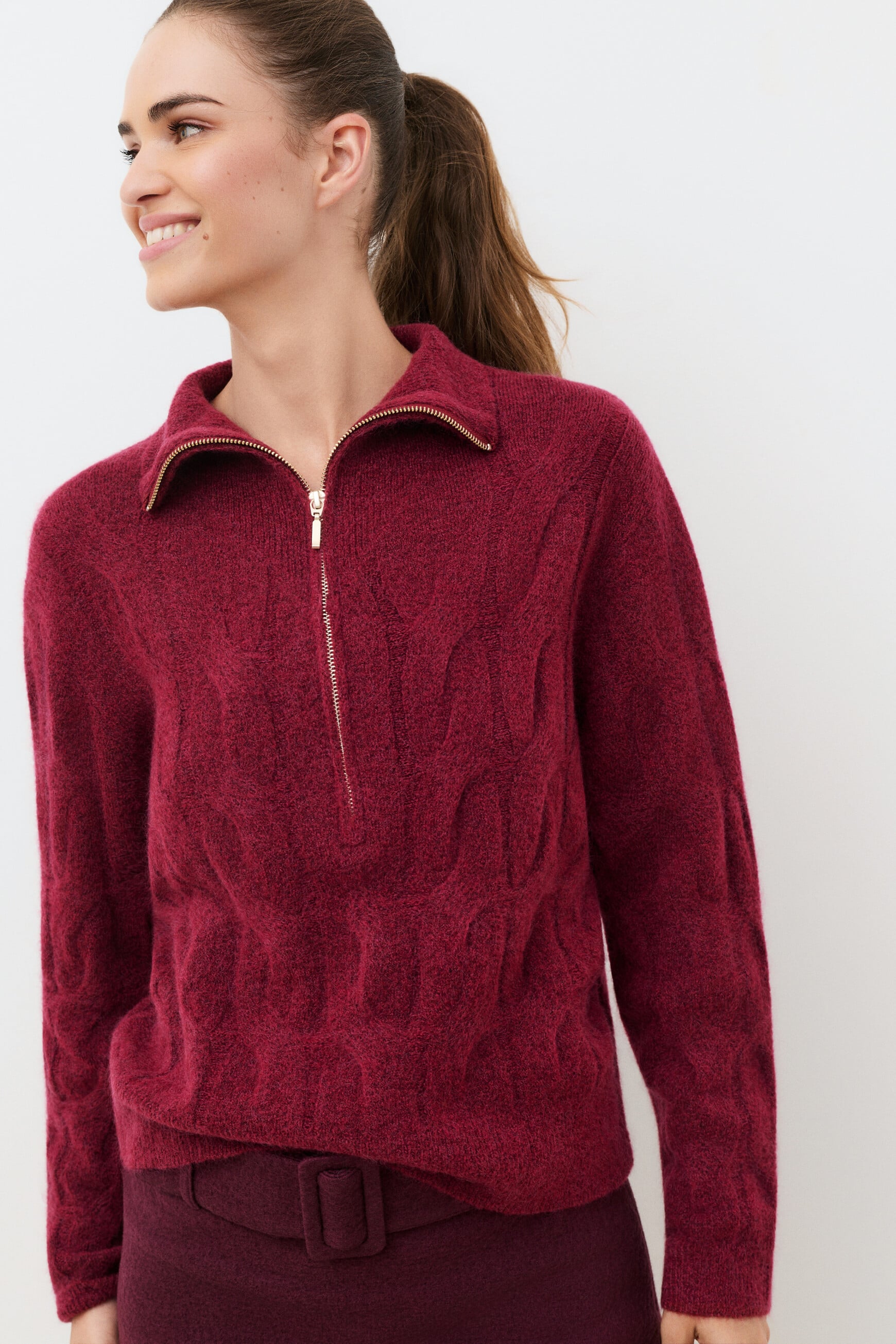 Maglione Mtanner rosso bordeaux donna