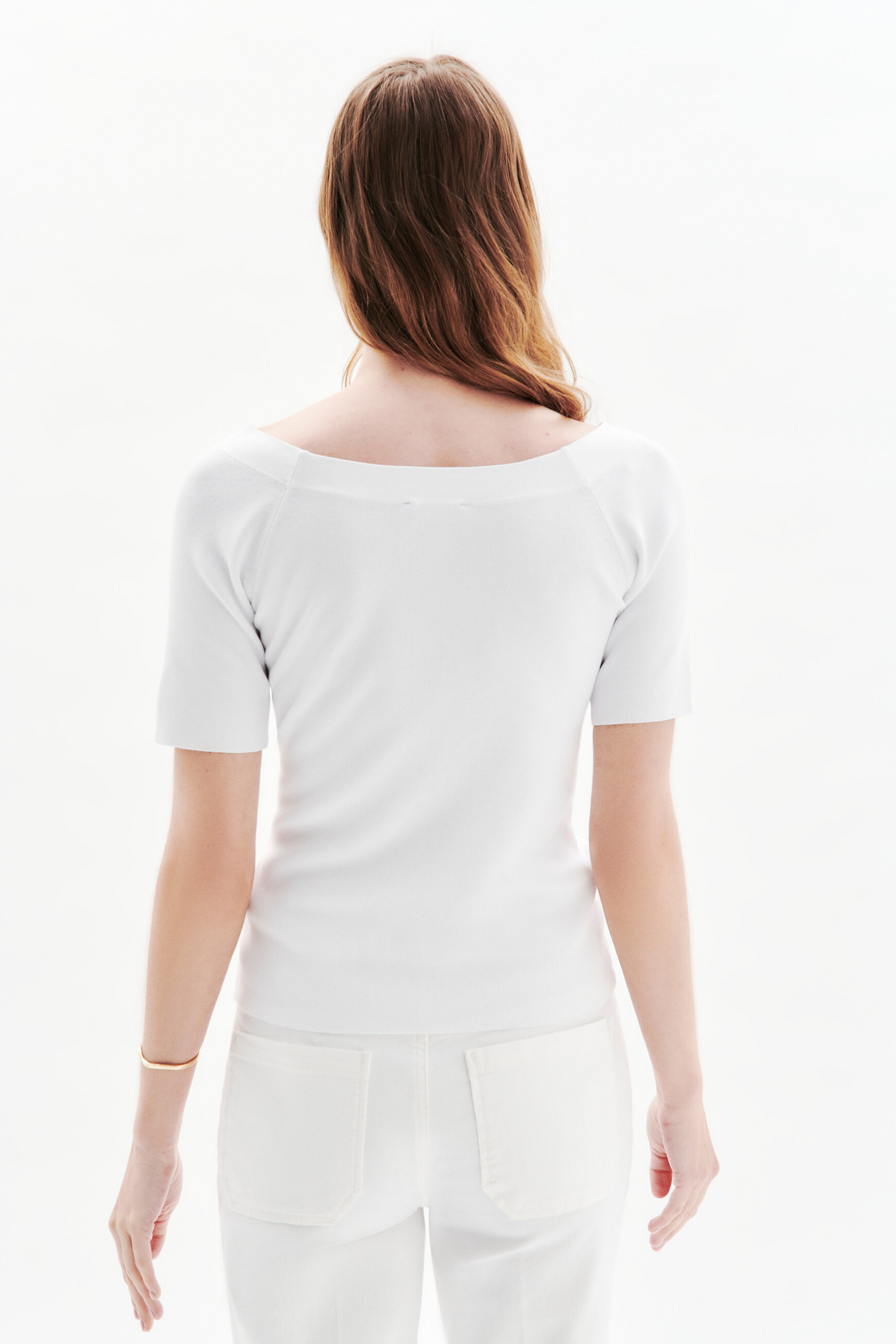 Jersey Malone fino de cuello barco blanco mujer