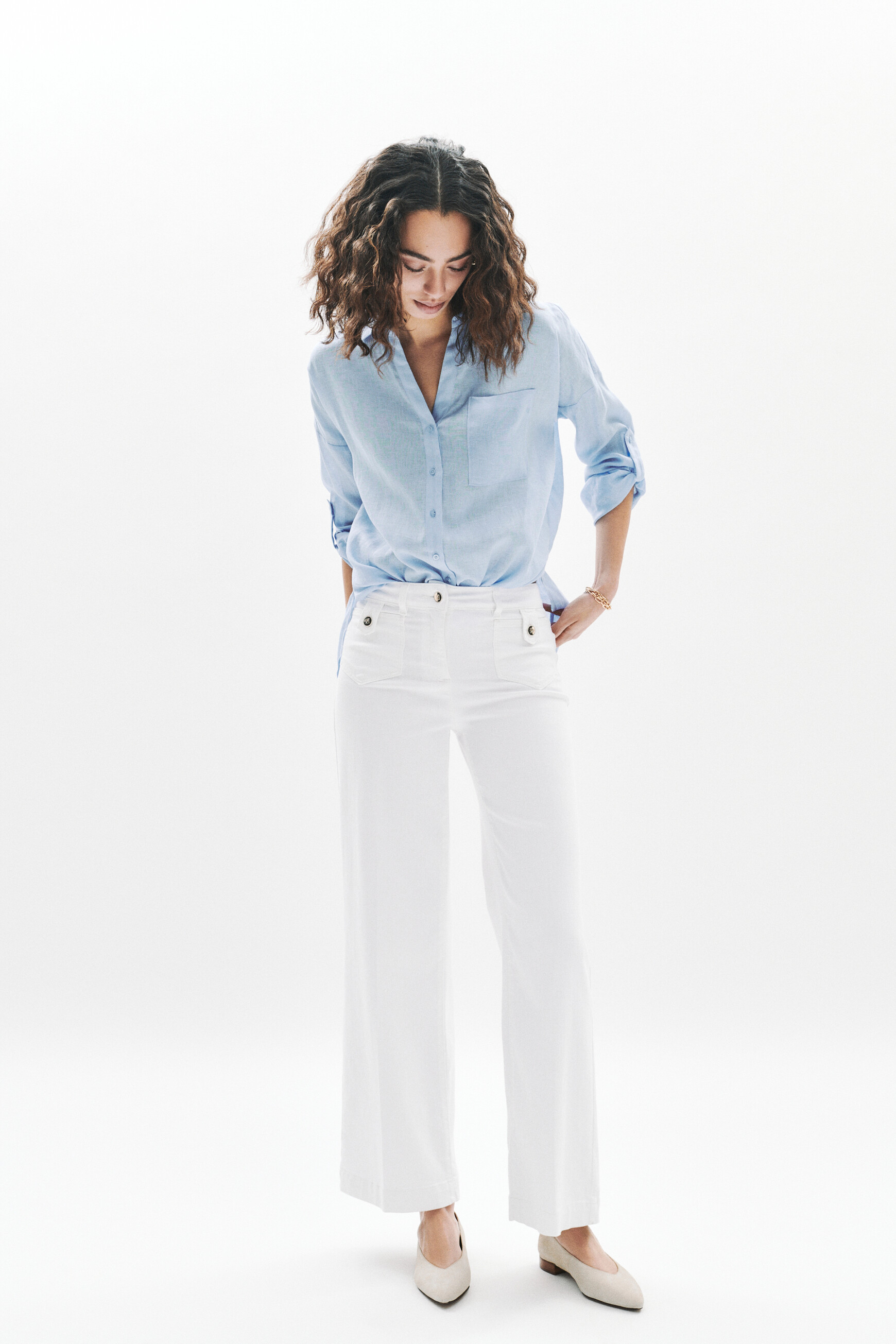 chemise csandinette 100 lin bleu ciel femme Chemise Csandinette 100% lin bleu ciel femme