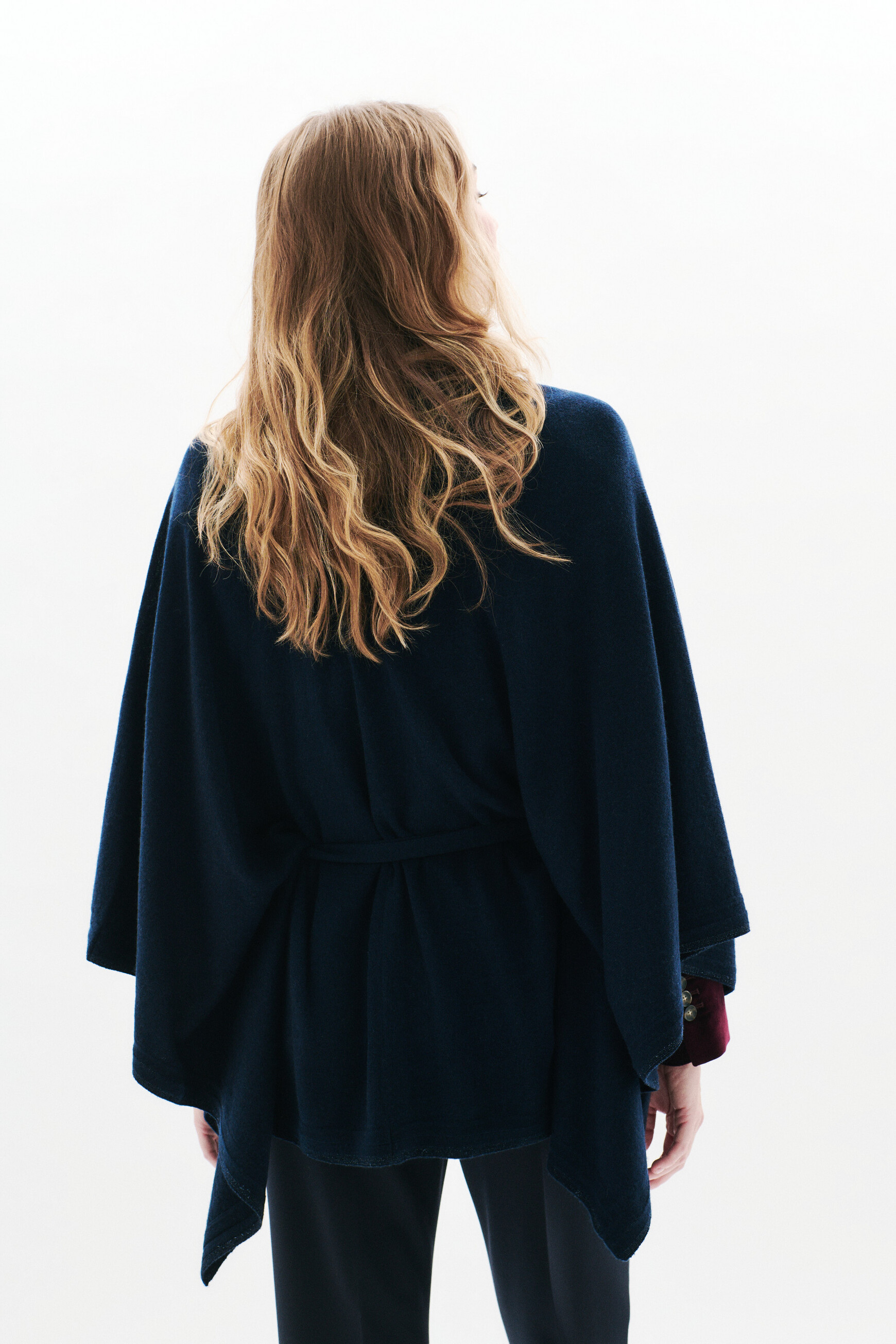 Albano poncho navy blue woman
