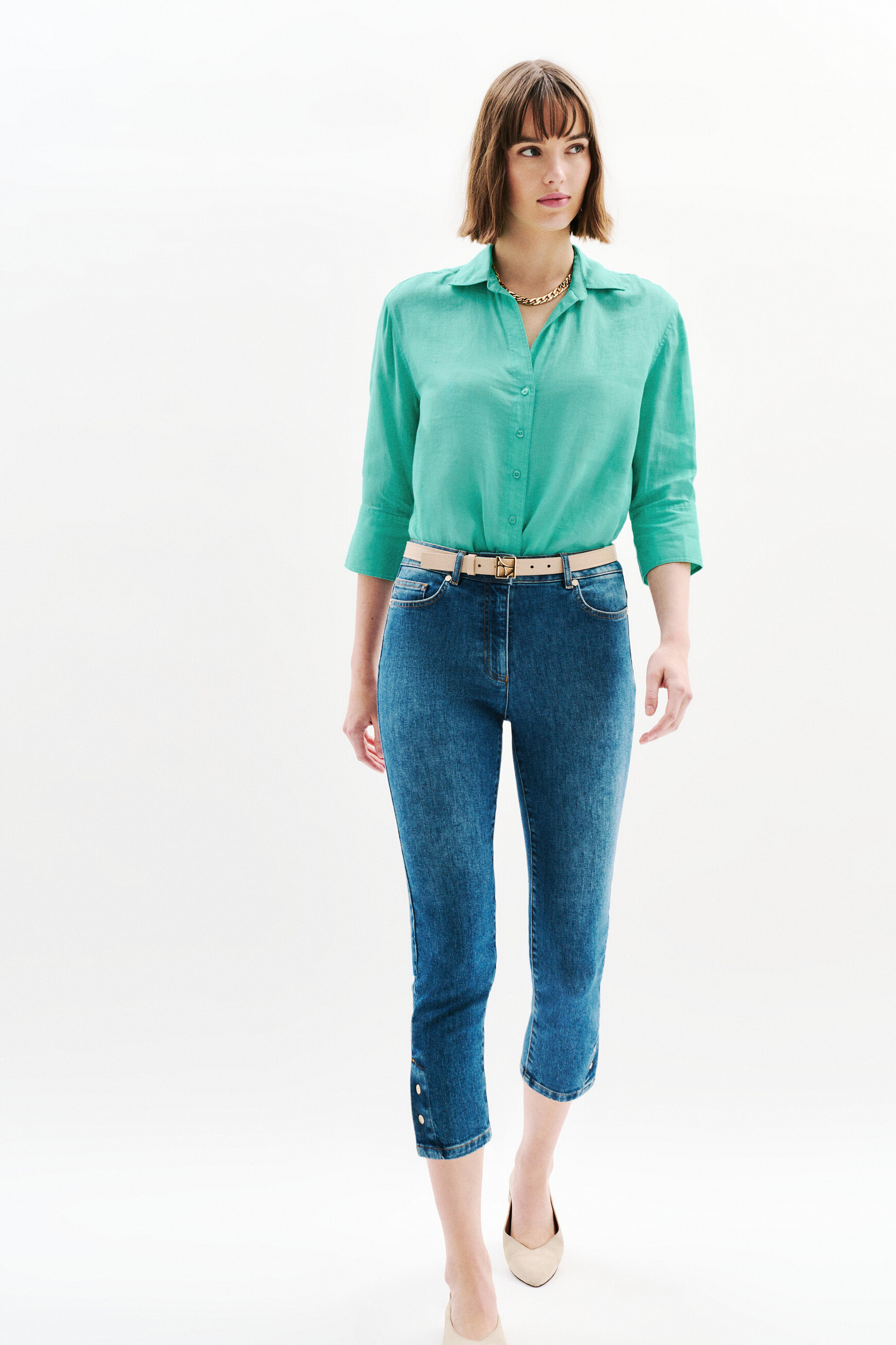 chemise coraline 100 lin vert menthe femme Chemise coraline 100% lin vert menthe femme