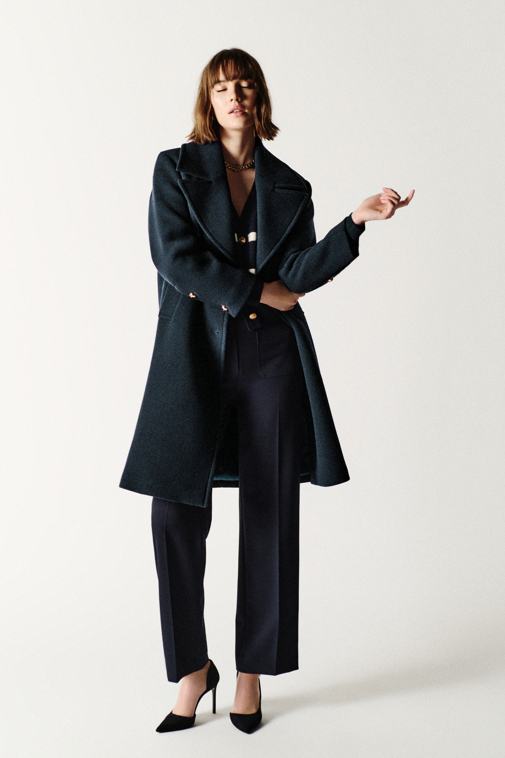 manteau gabanone bleu marine femme Manteau Gabanone bleu marine femme