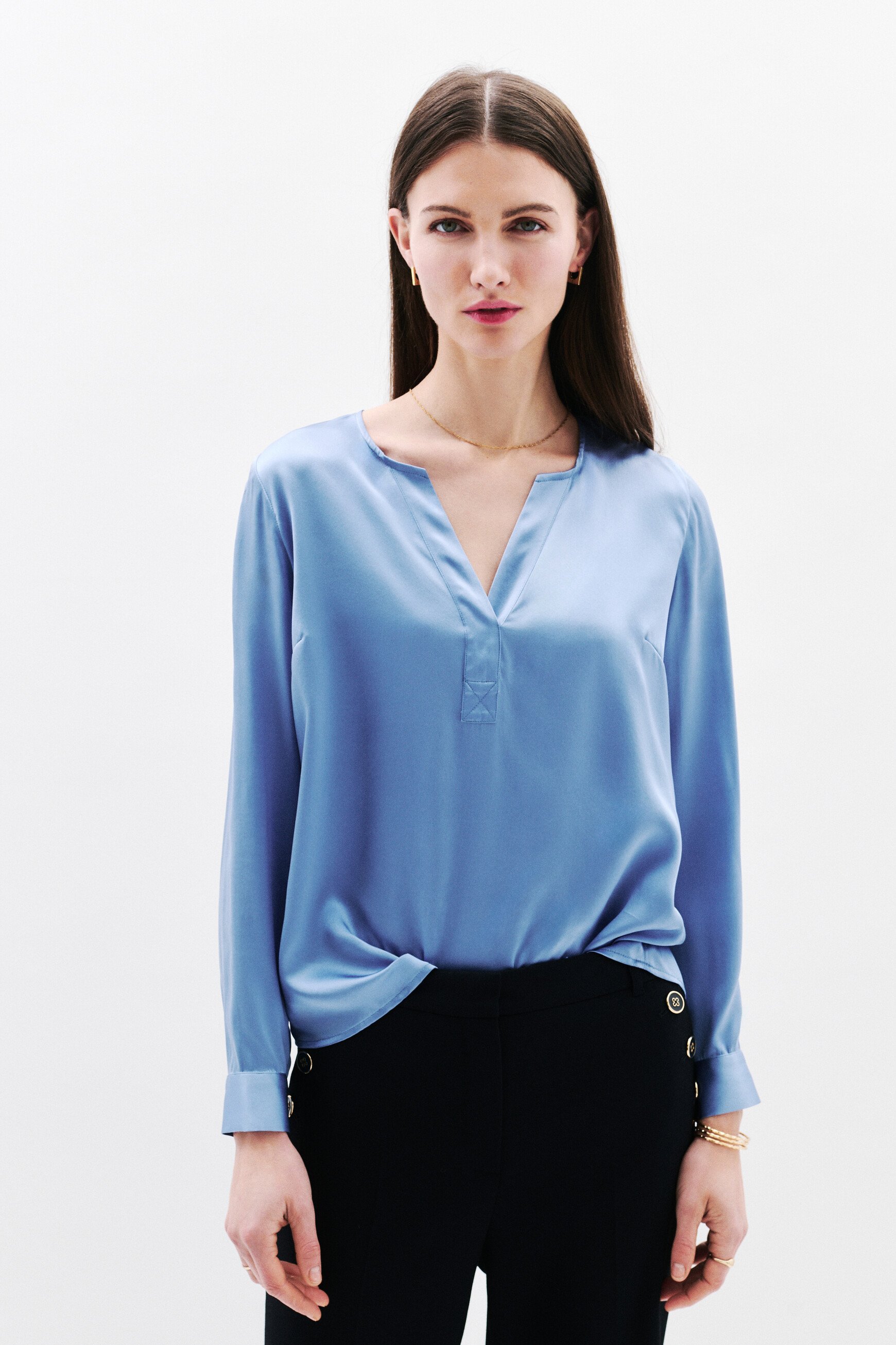 bluse clisa 100 seide bleu lavande damen Bluse Clisa 100% Seide bleu lavande damen