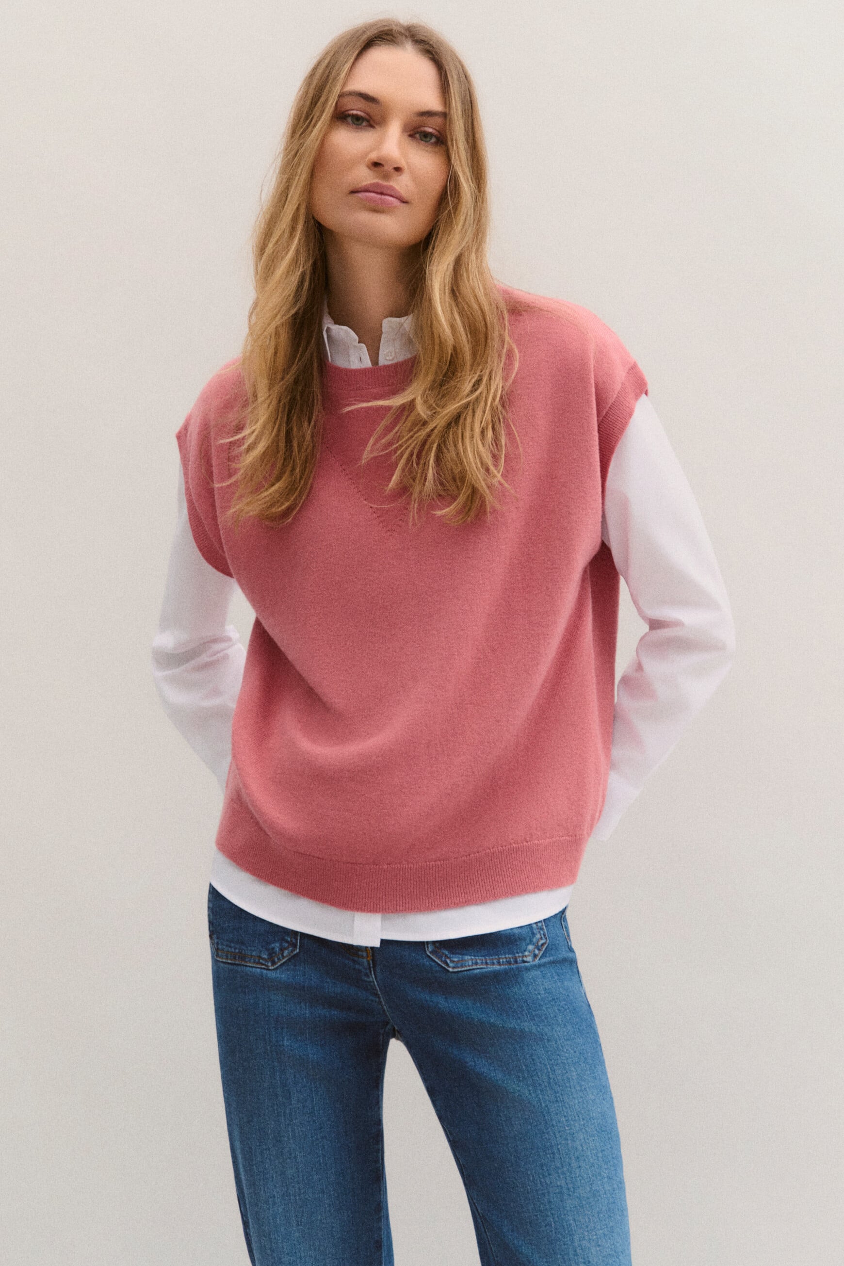 Pull Mathilde 100% laine vieux rose femme