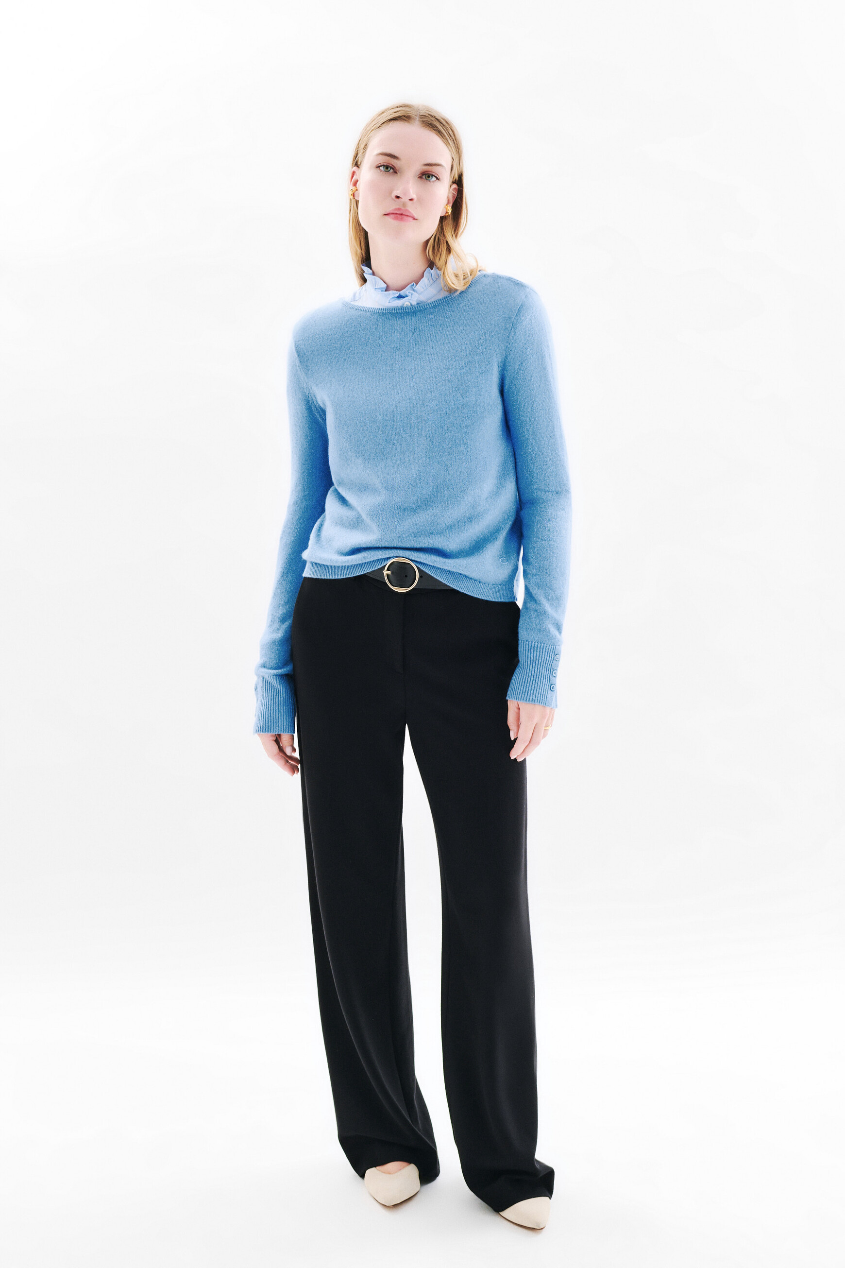 Pull zoan lurex bleu femme