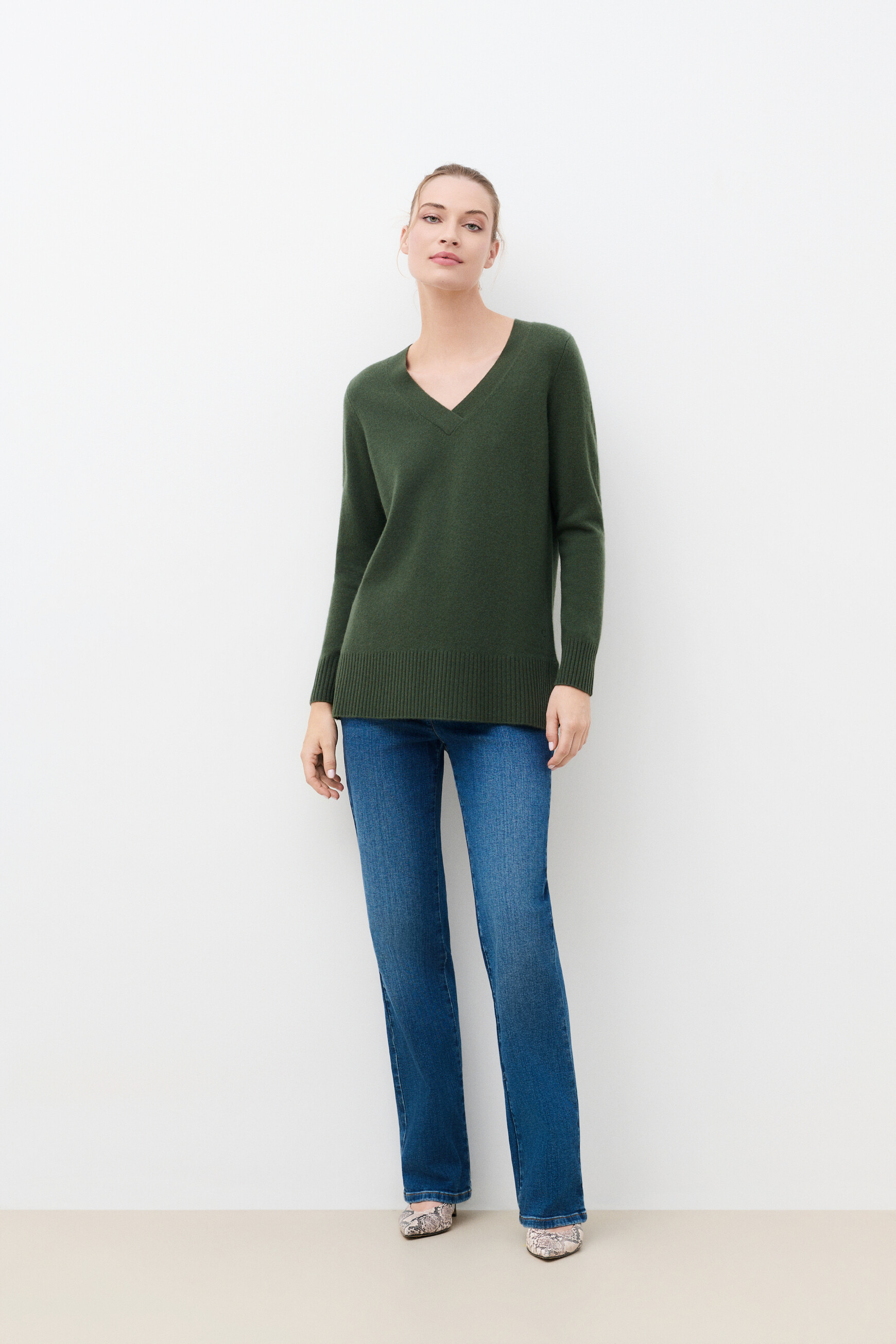 Mfrank sweater 100% cashmere khaki green woman