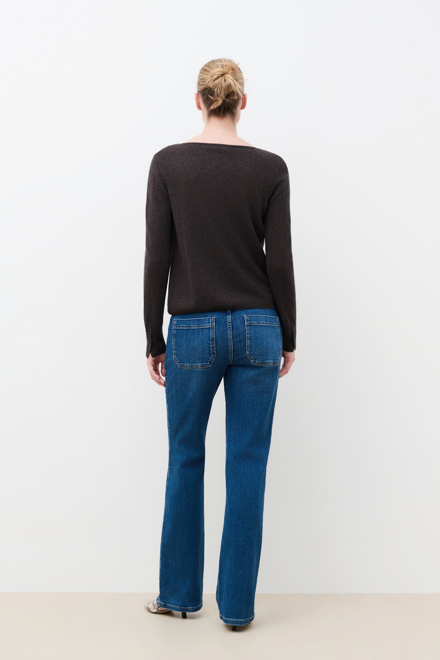Pull mzoan 100% cachemire marron fonc&eacute; femme