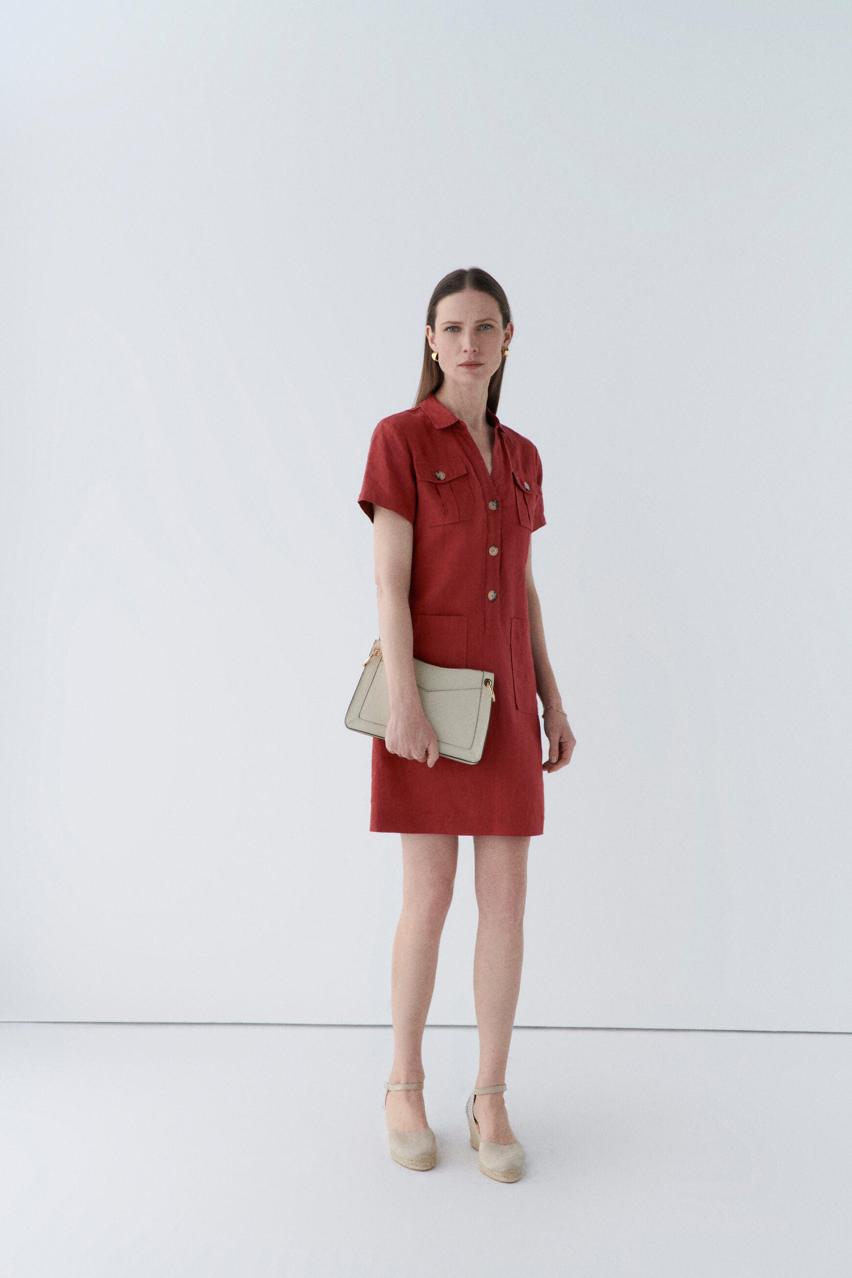 Laure 100 linen dress dark brown woman
