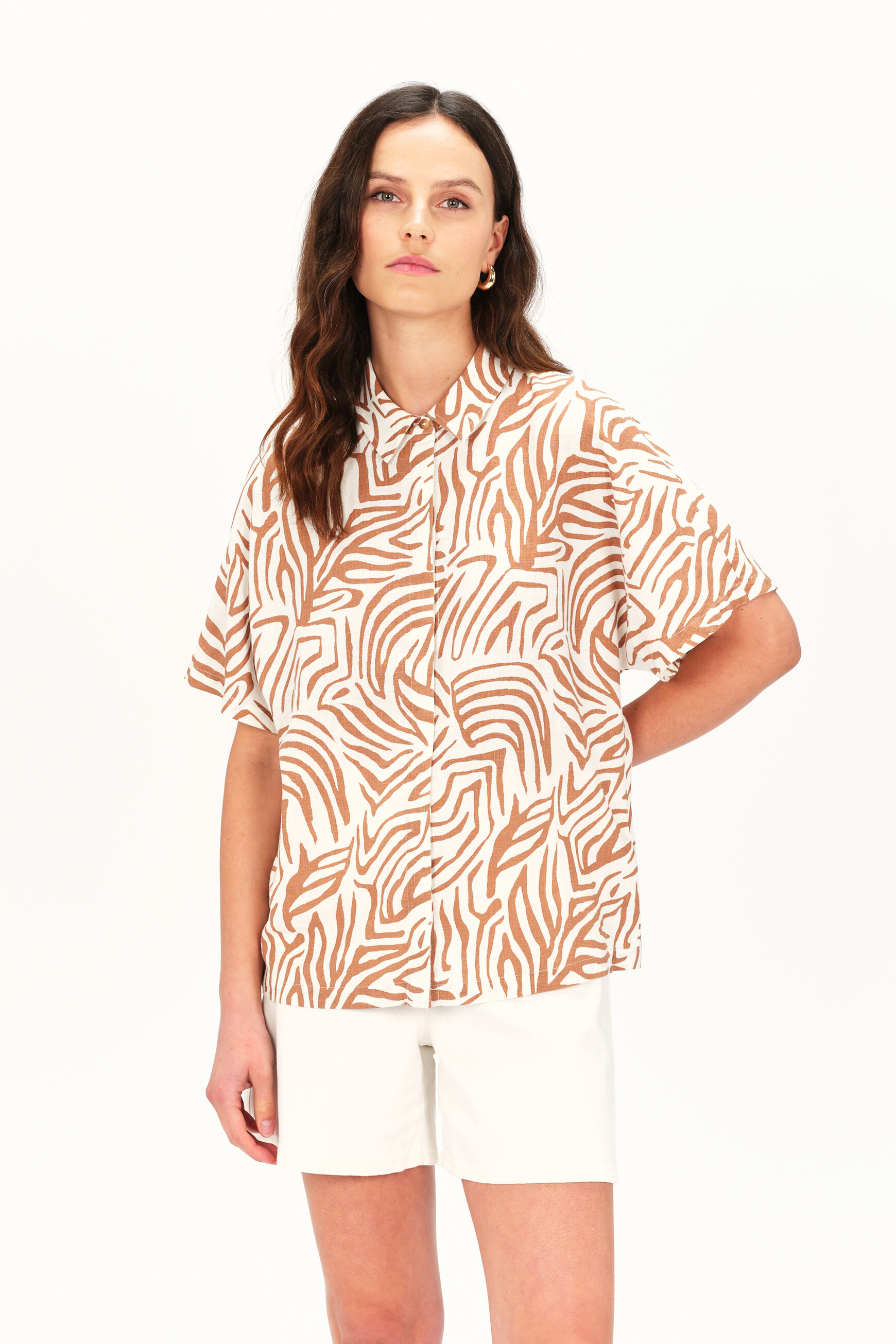 Chemisier clouane2 marron clair femme Caroll