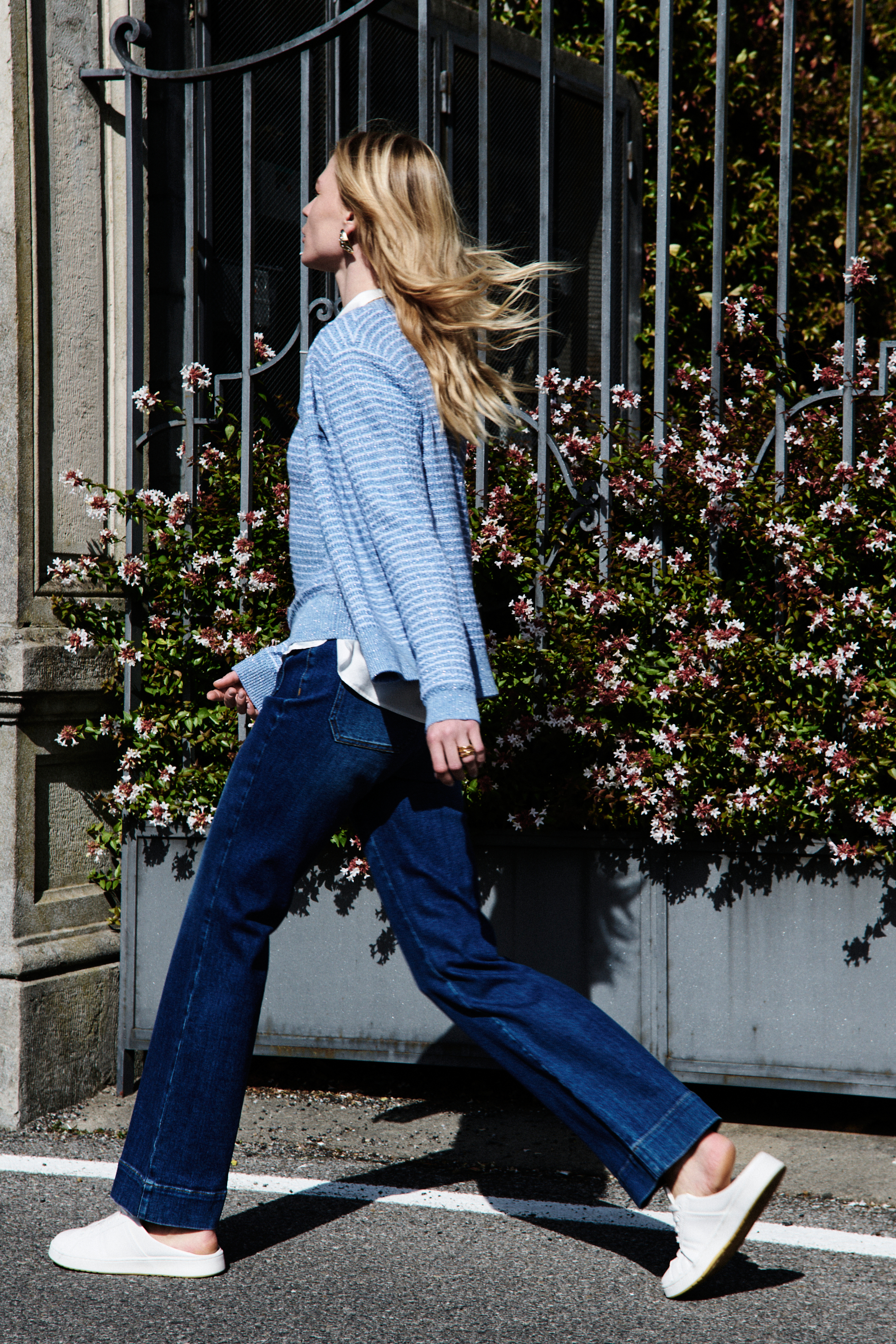 Mleonie waistcoat baby blue denim woman