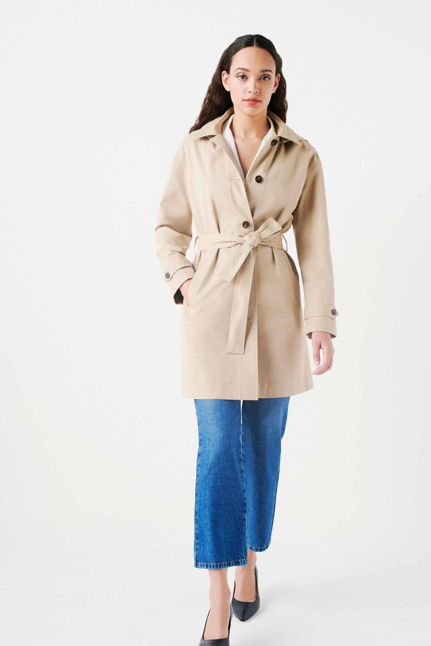 gabardine trench beige woman