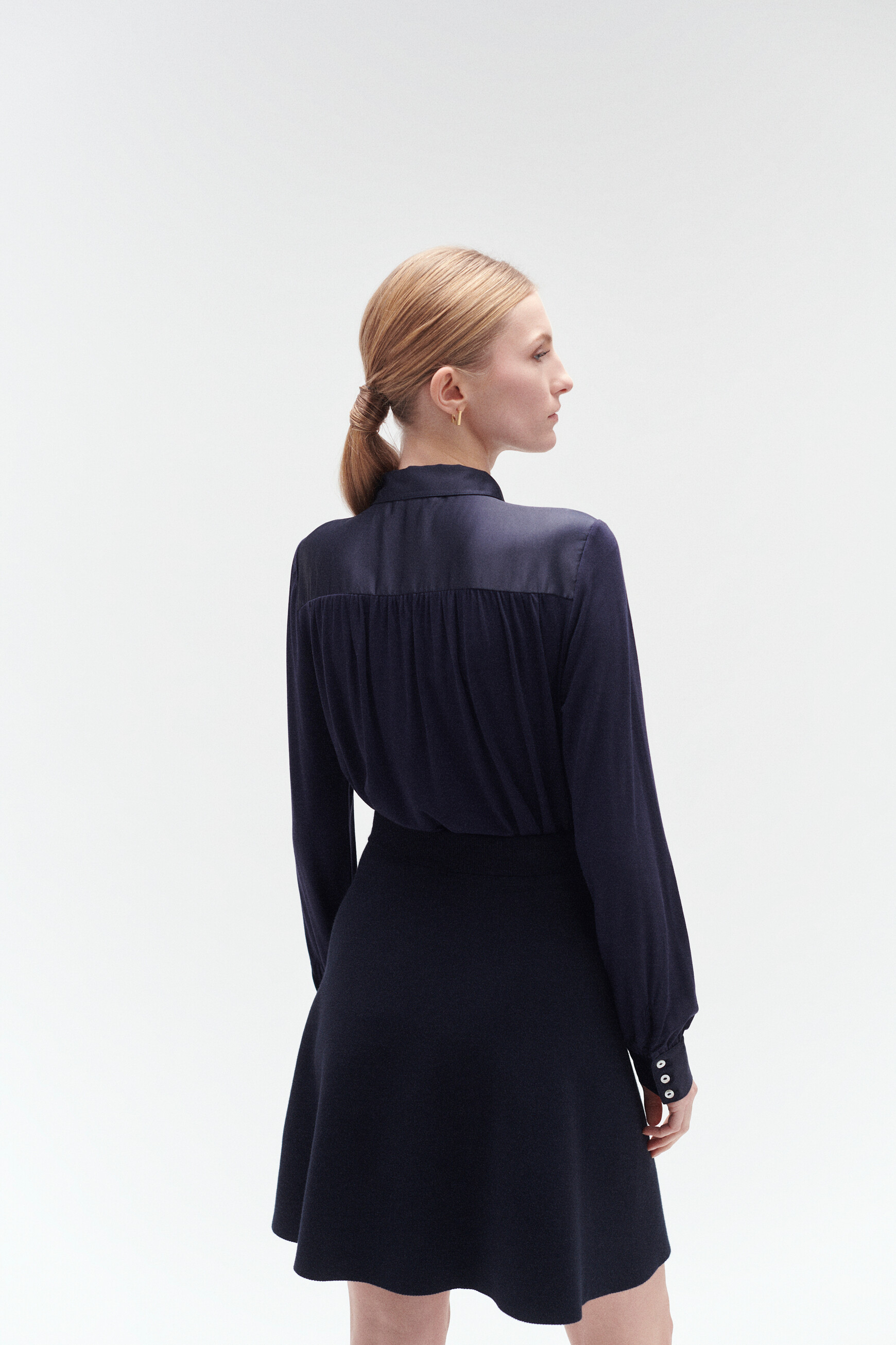 chemise bi matiere hector bleu marine femme chemise bi-matière hector bleu marine femme