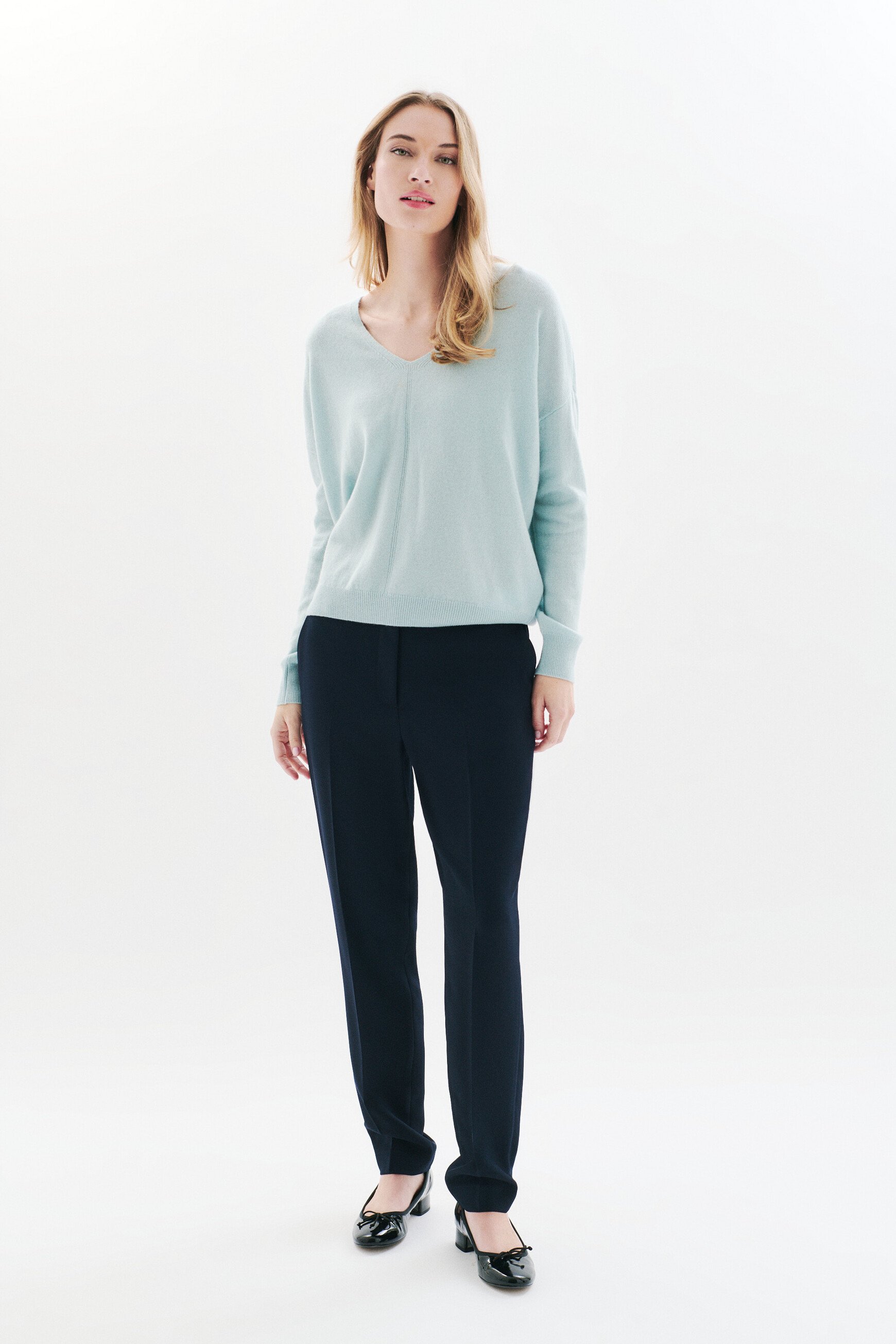 Pull Mthelmina 100% cachemire bleu gris femme