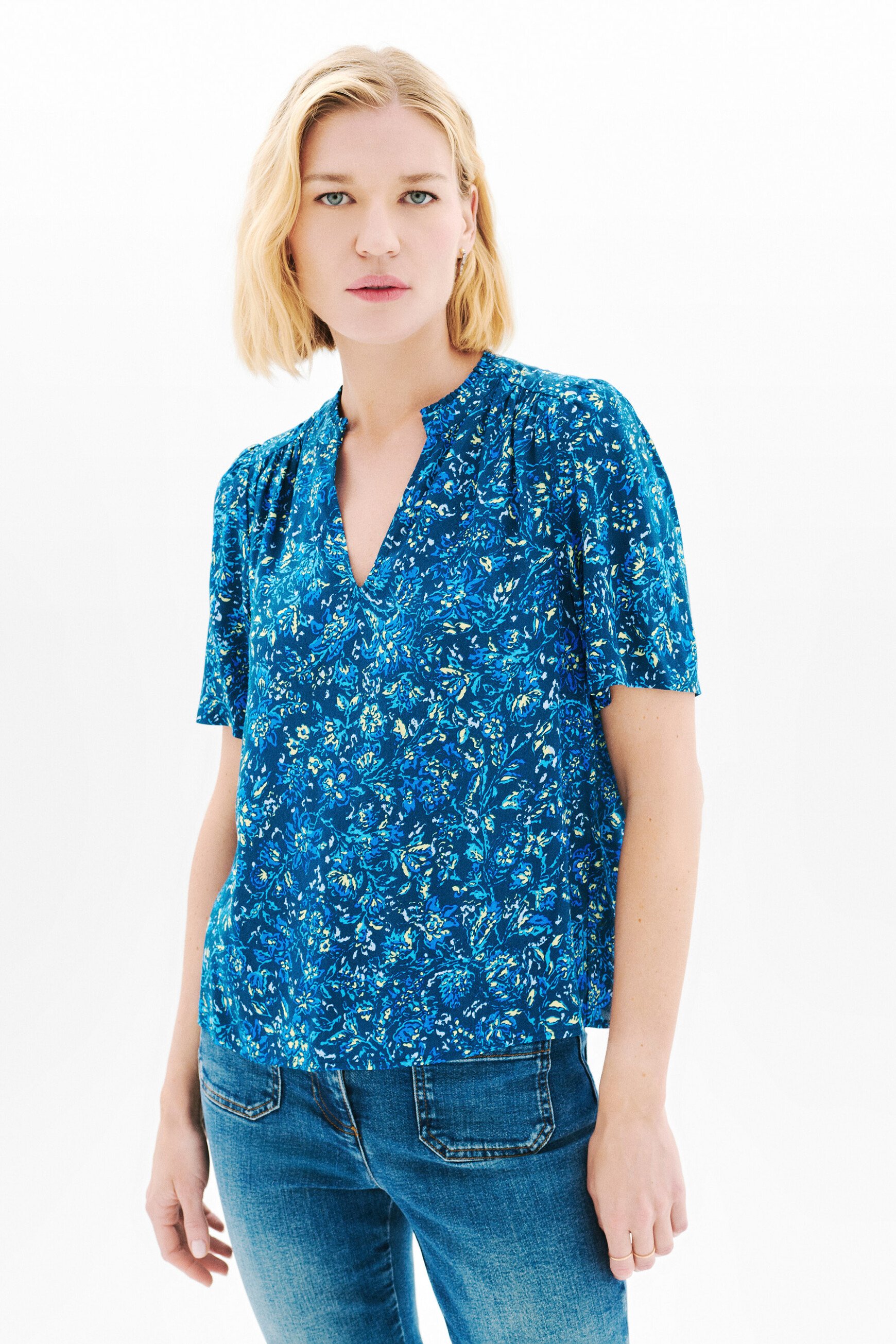 Chimen blouse navy blue woman