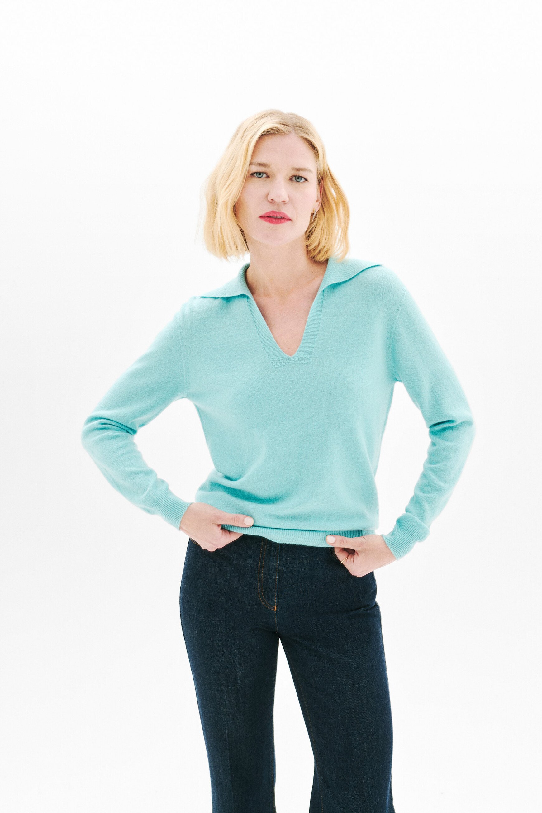 Pull Mterry bleu turquoise femme