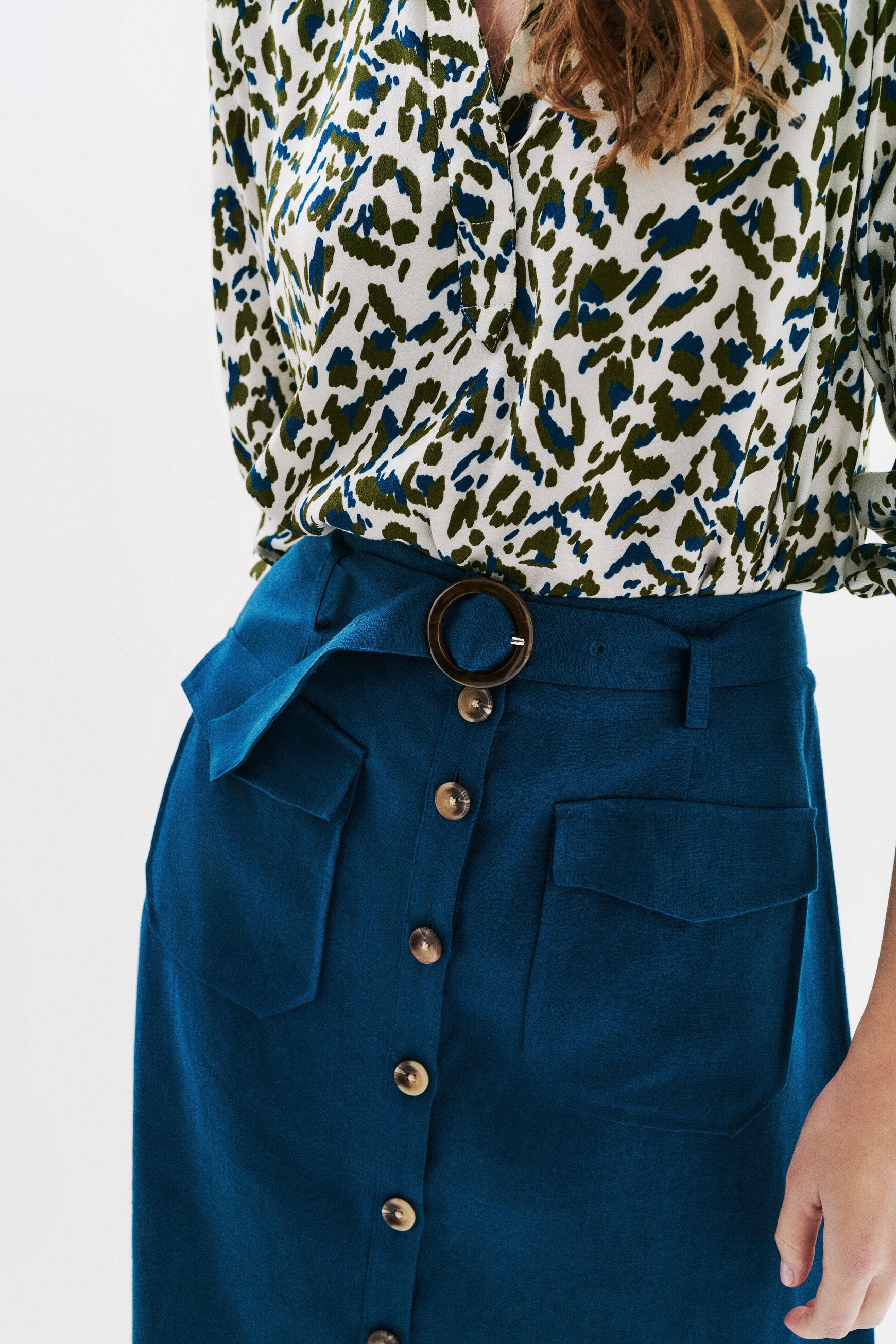 jupe agnes 100 lin bleu femme jupe agnes 100% lin bleu femme