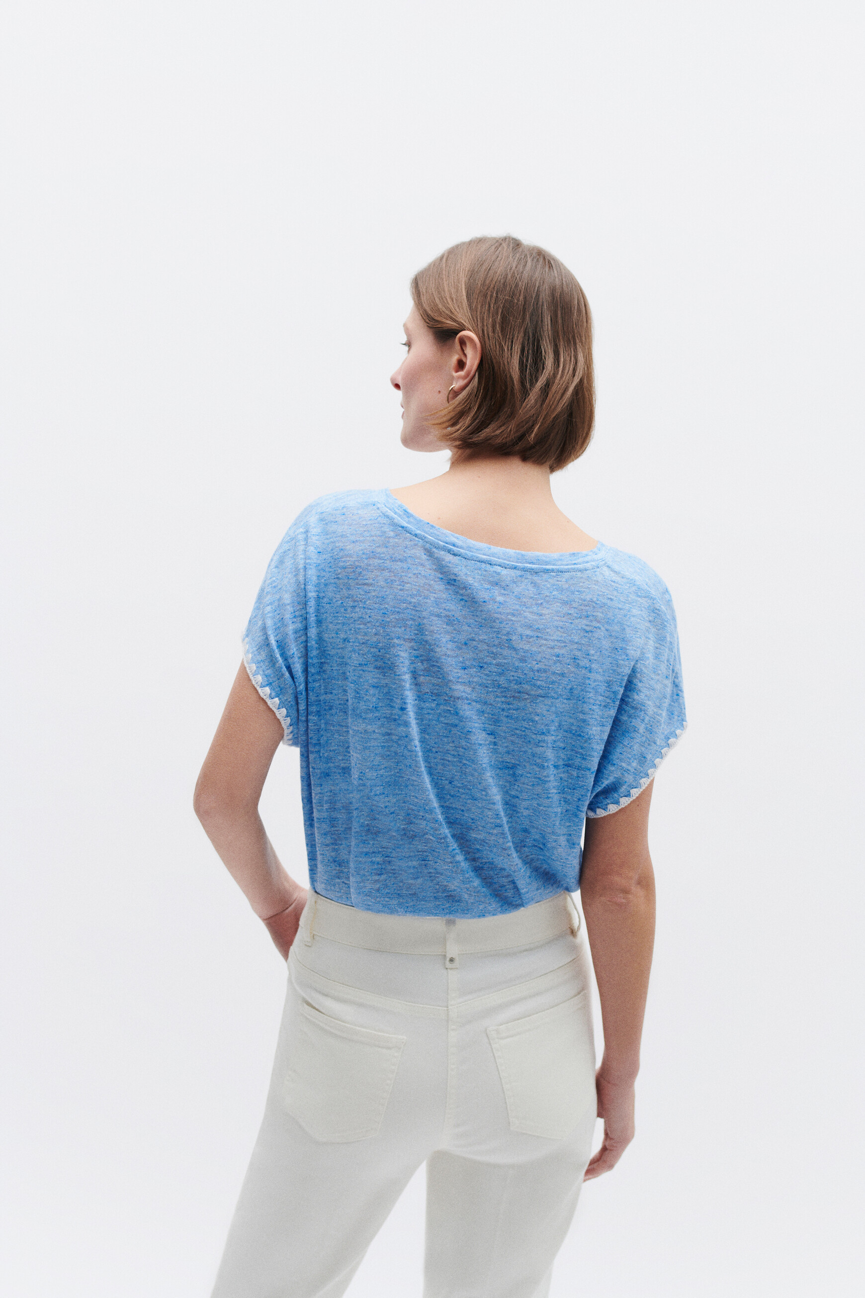 t shirt evita 100 lin bleu femme t-shirt evita 100% lin bleu femme