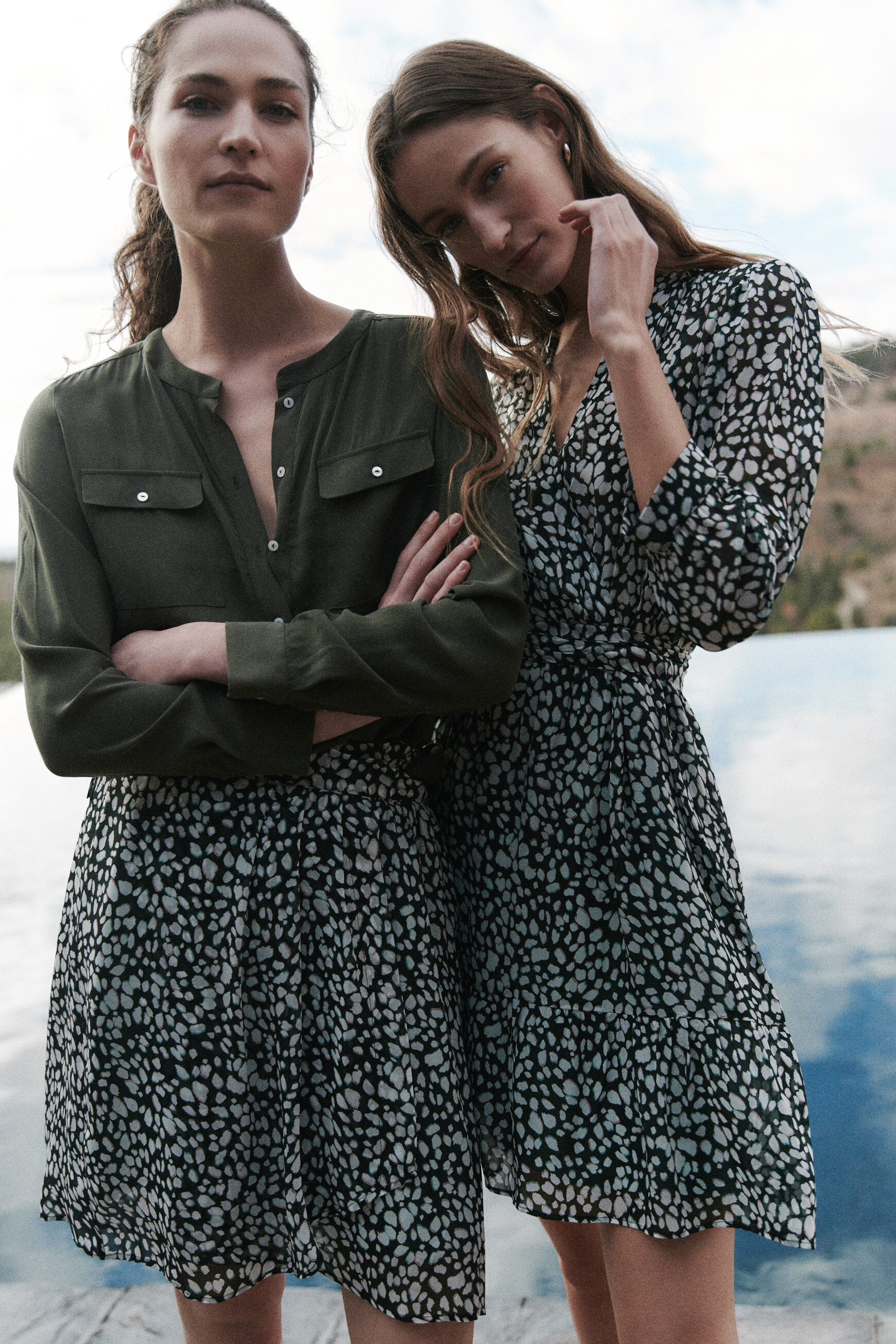 blusa texas con collo a serafino verde cachi donna Blusa Texas con collo a serafino verde cachi donna