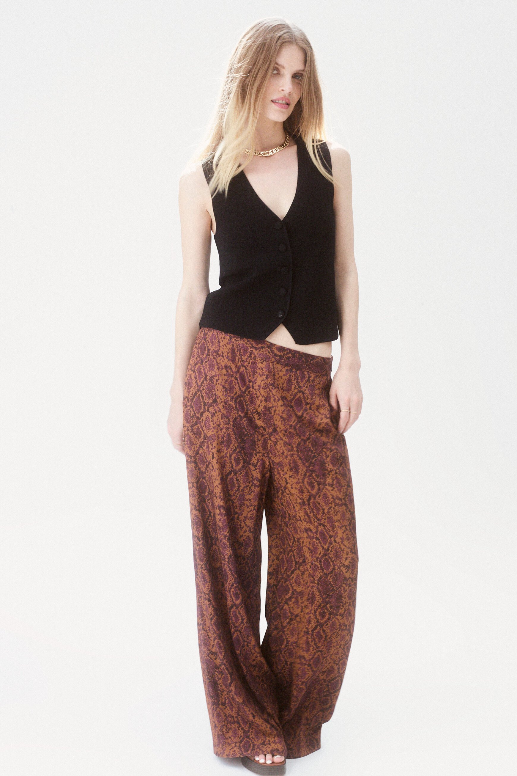 pantaloni pandi long marrone cognac donna Pantaloni Pandi Long marrone cognac donna