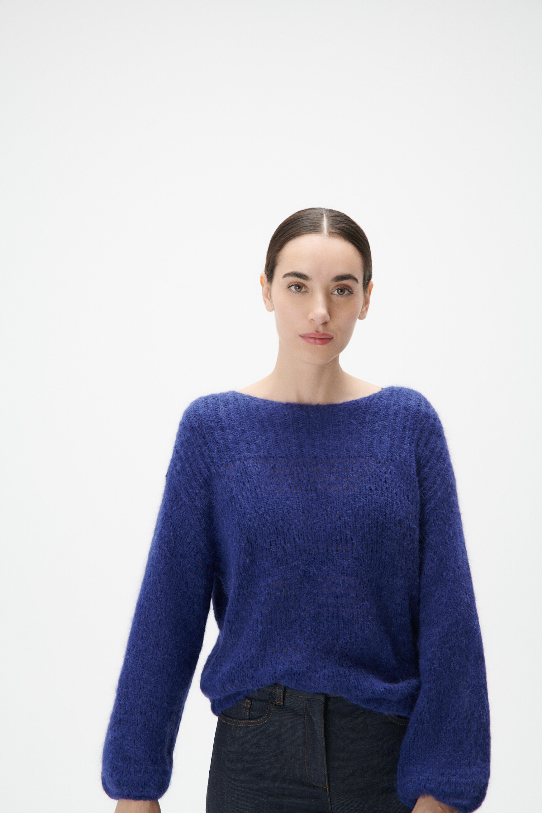 Pull femme fait main en Mohair 60% et Soie 40% - La ferme des