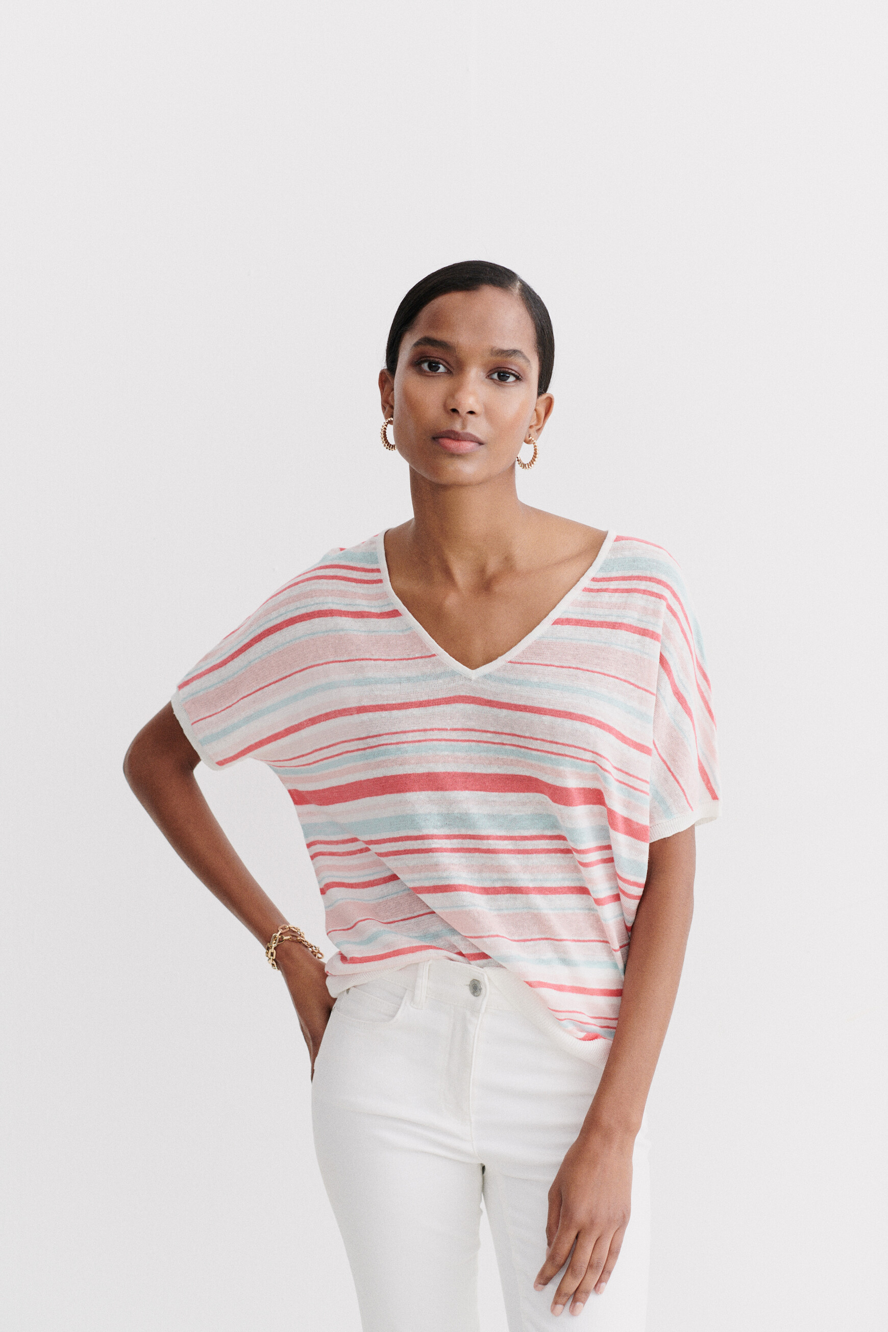 Pullover Milano 100 % Leinen rose damen