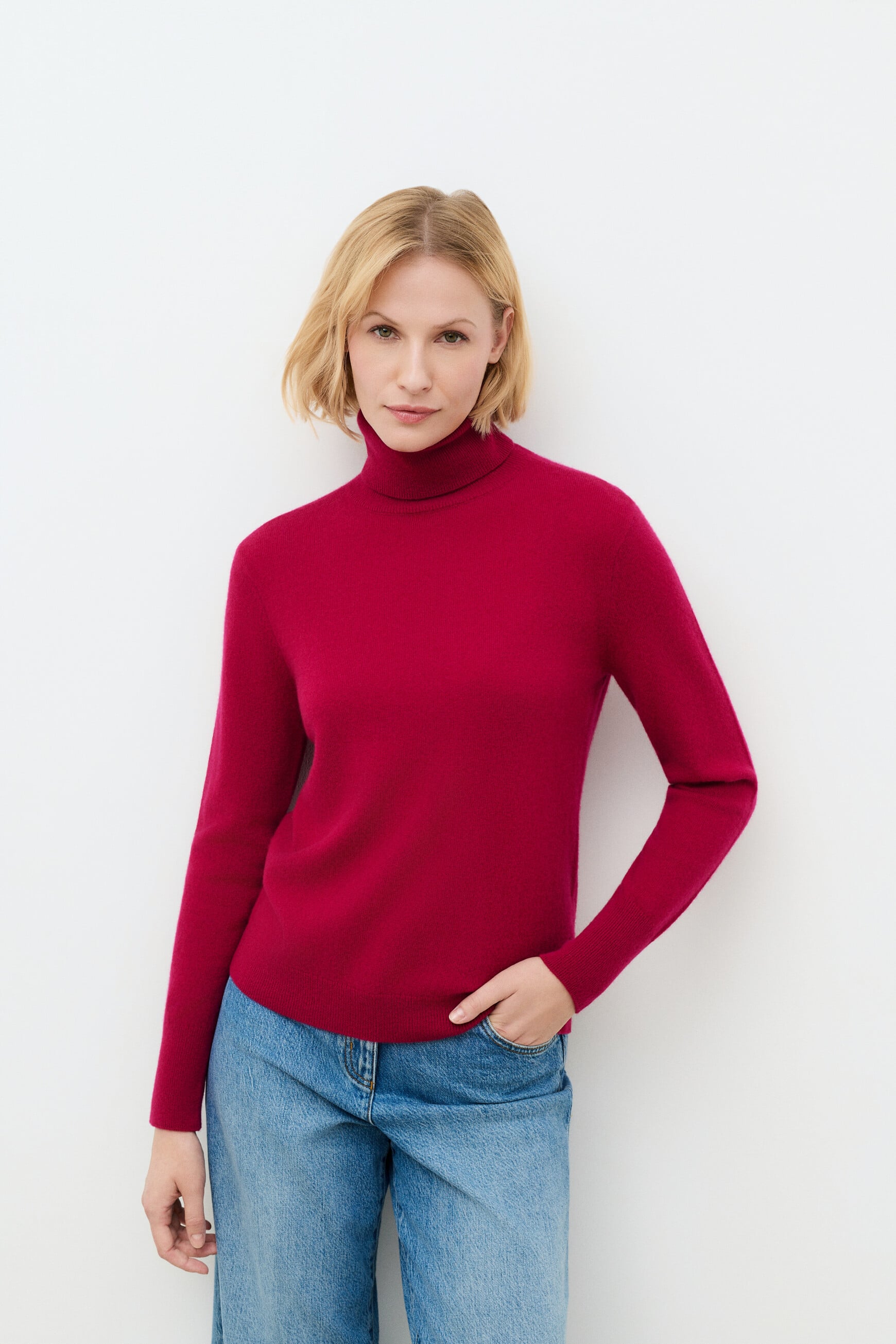 Maglione dylan b 100% cashmere rosa lampone donna