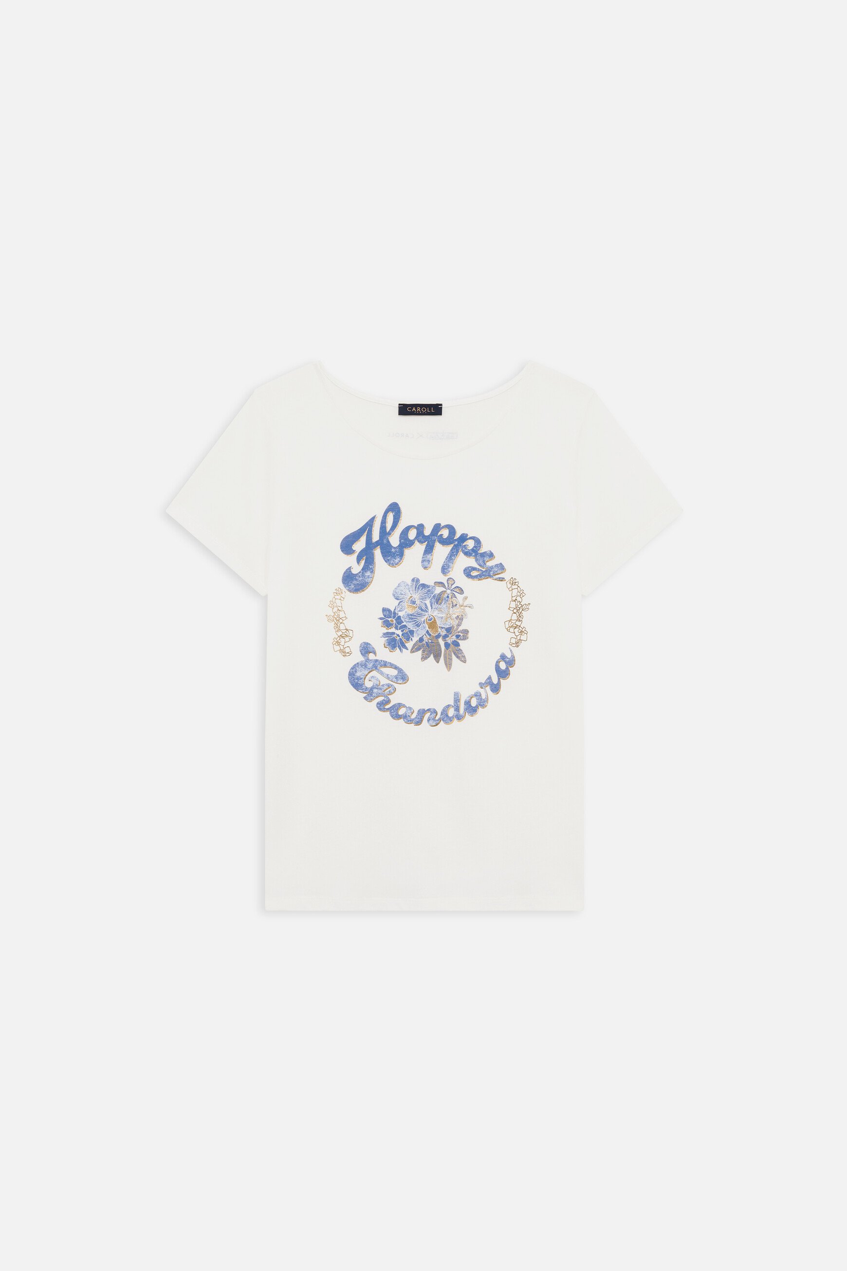 t shirt toutes a lecole taxime happy ecru vrouw T-shirt toutes à l'école taxime happy ecru vrouw